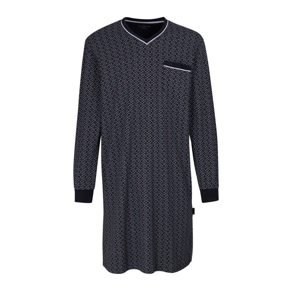 GÖTZBURG Sleepshirt GÖTZBURG Herren Nachthemd blau bedruckt (1-tlg),  Haptik: leicht, weich / Optik: glatt, weich