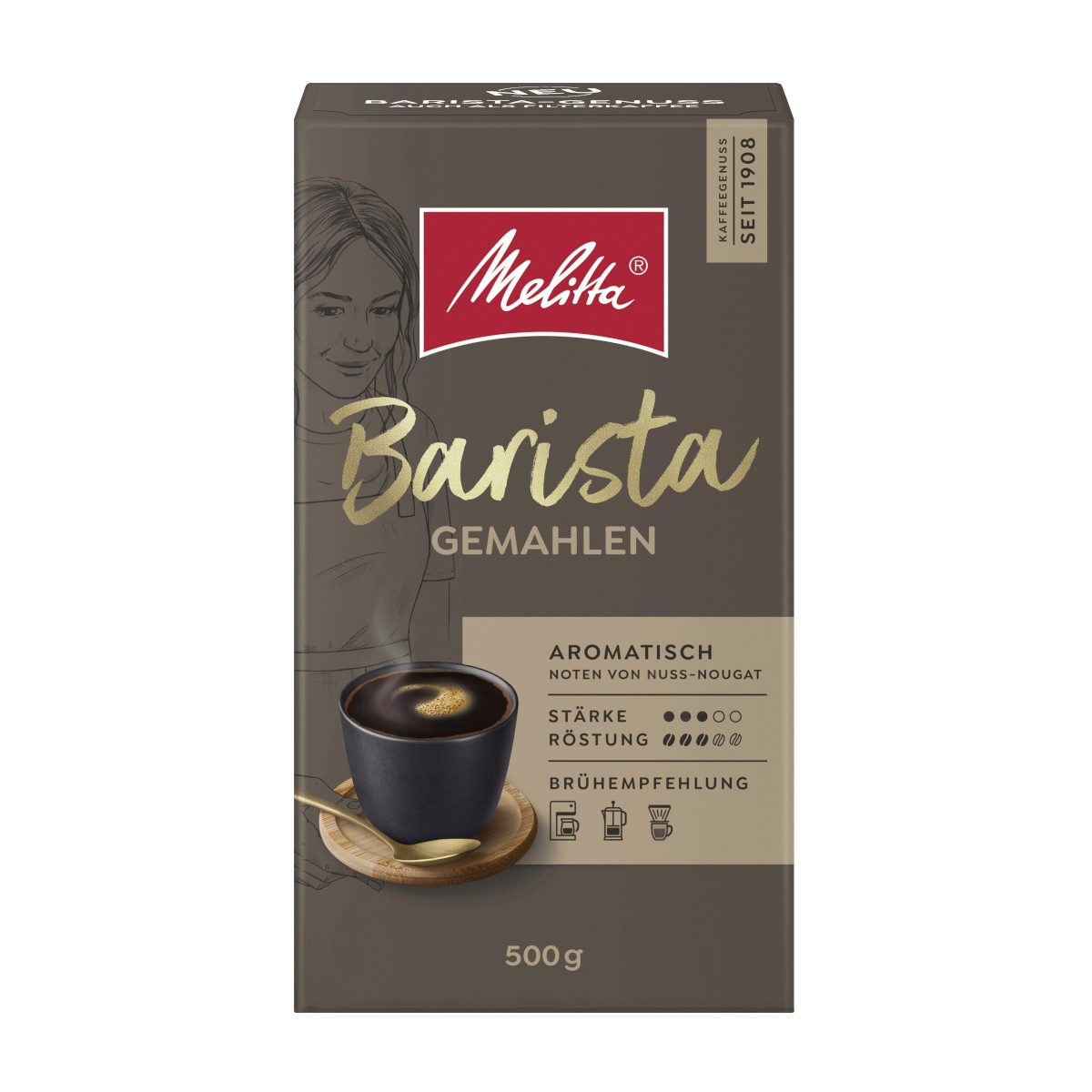 Melitta Kaffee, Melitta Barista gemahlen Röstkaffee vollmundiger Geschmack 500g