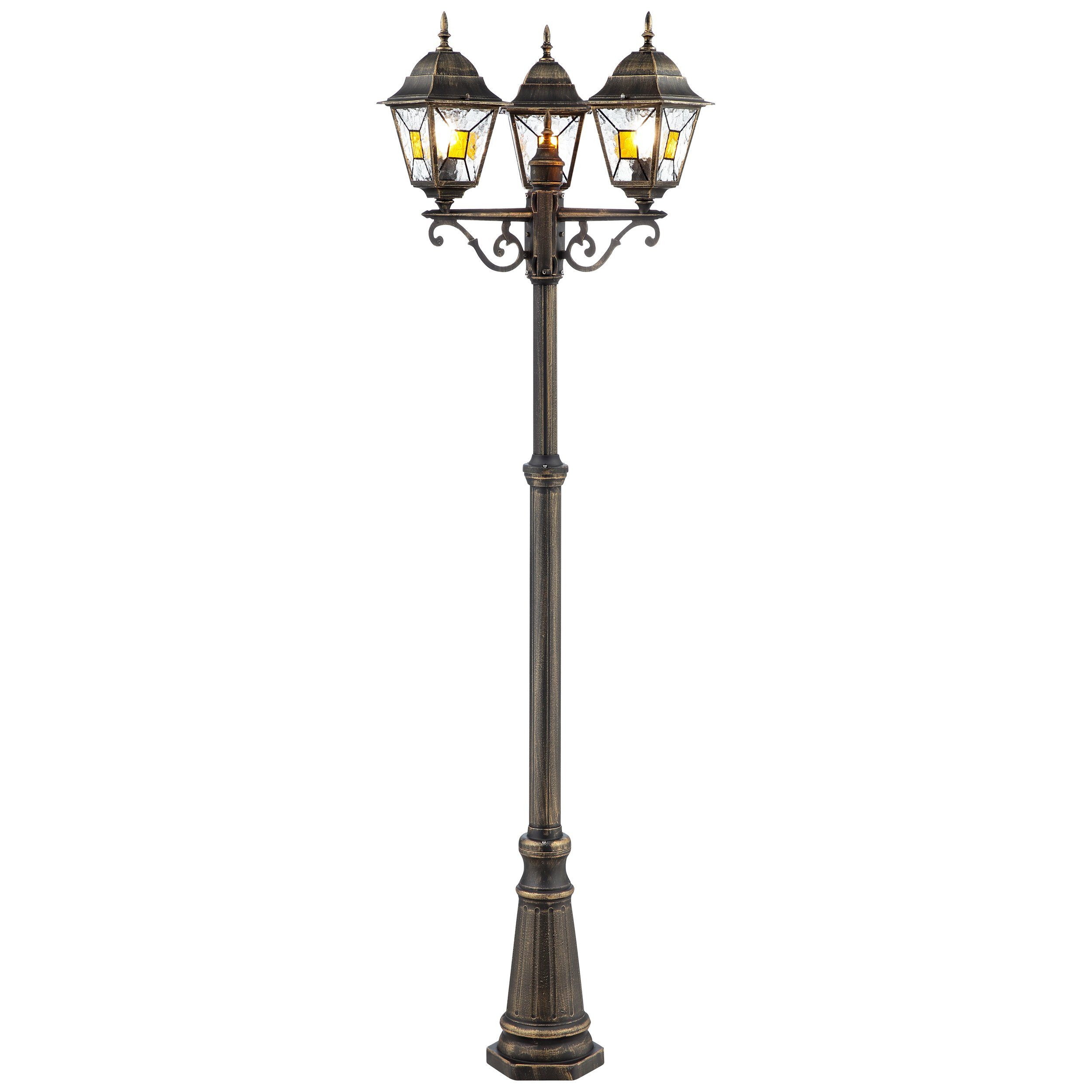 Brilliant Außen-Stehlampe Janel, ohne Leuchtmittel, 3 flammige Stehlampe - Außenstandleuchte - 220cm Höhe - E27 Fassung