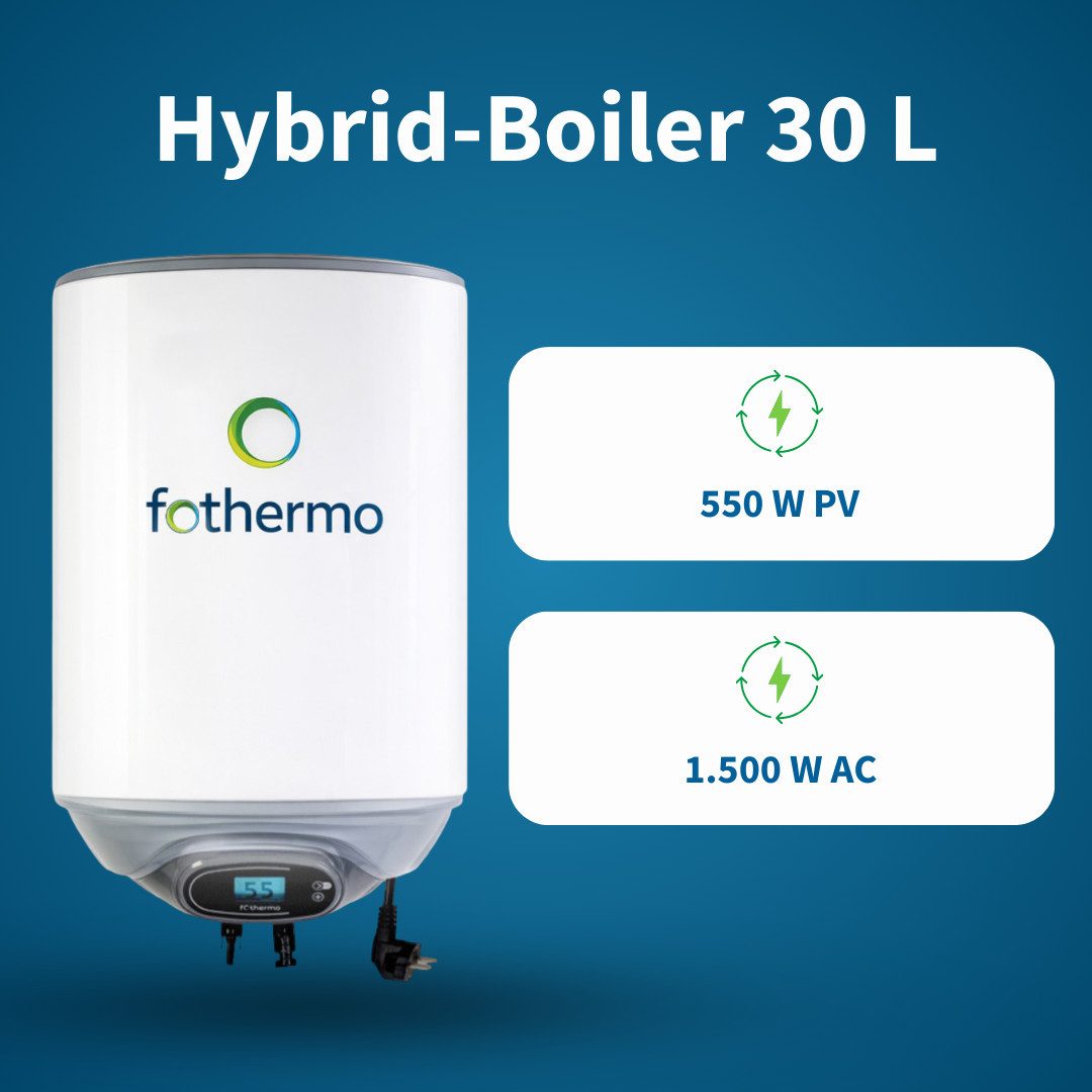 fothermo System AG Wandspeicher PVB-30-AC, (max. 65°C) (Einzelprodukt, Einzelgerät), MPP-Tracker, MC4-Anschluss, 230-V-Nachheizung