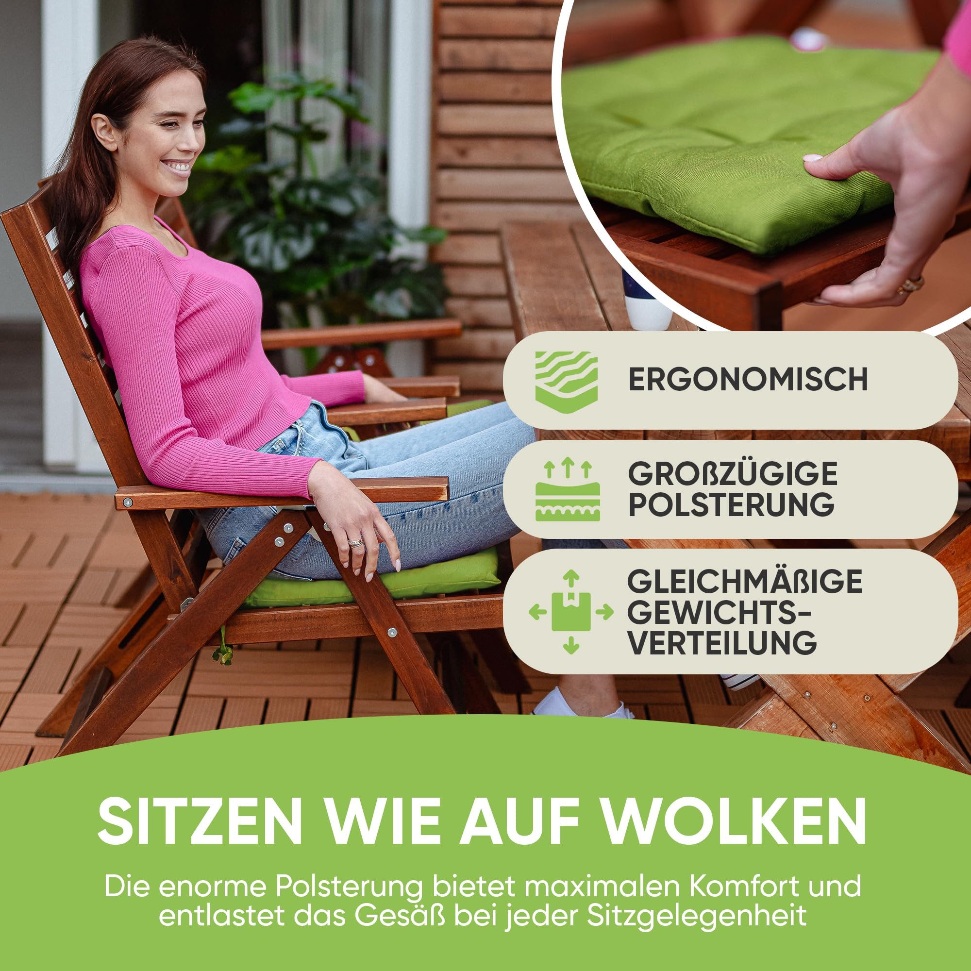 Gräfenstayn Stuhlkissen - 4er Set Sitzkissen 40×40 cm mit Haltebändern - In günstig online kaufen