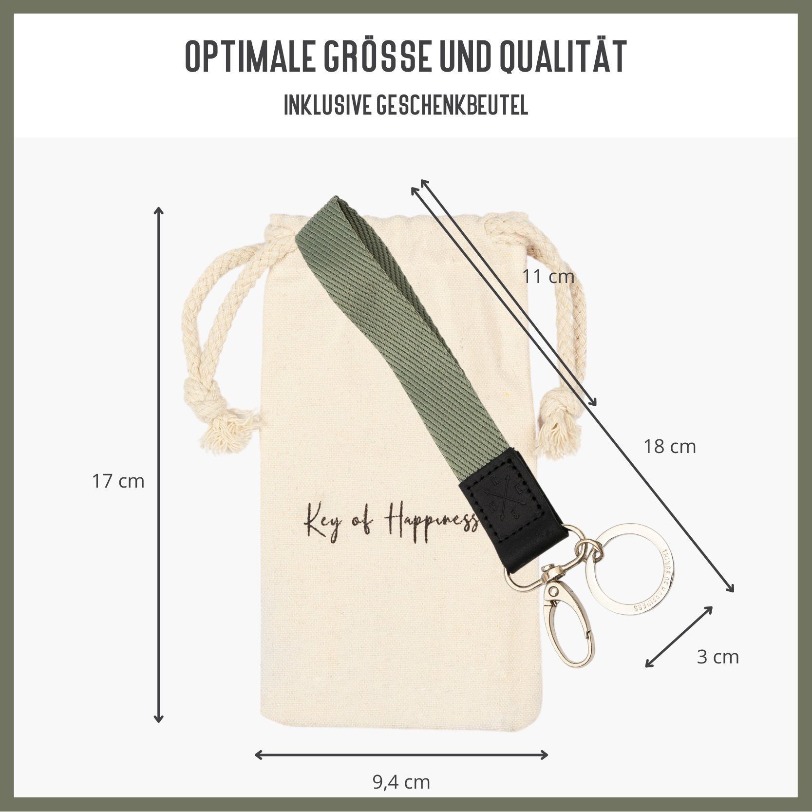 Things of Happiness Schlüsselanhänger Schlüsselband kurz mit Schlüsselring und Karabiner, kurzes Lanyard, Geschenk