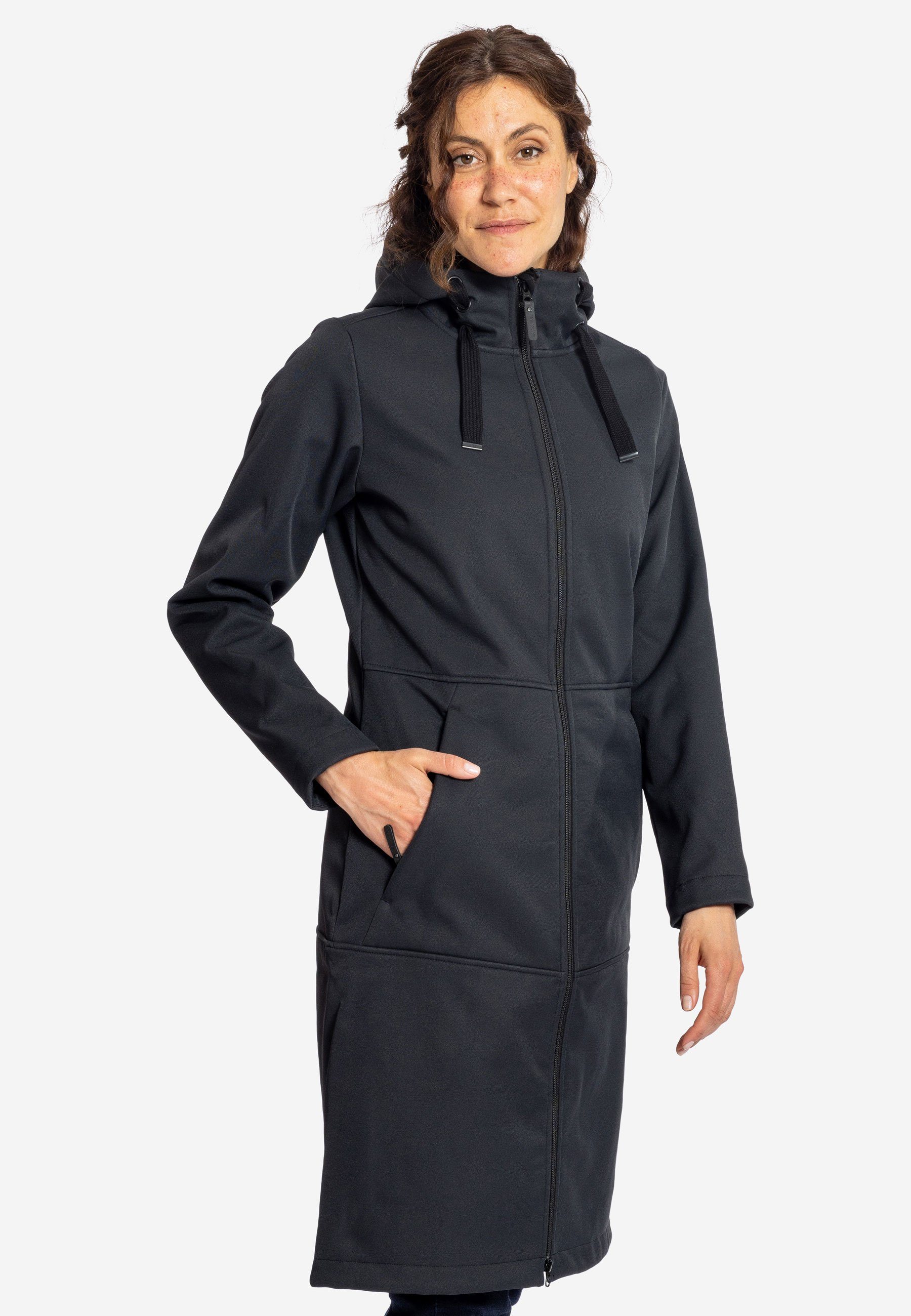 Elkline Softshelljacke Soft Ice wadenlang wärmend mit Kapuze