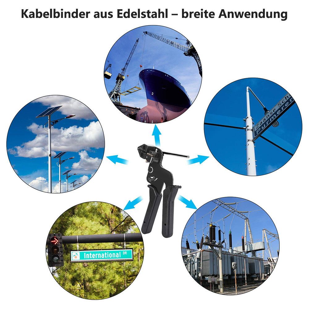 PODOFO Kabelbinder Kabelbinder Stahlbinder Spann-Schneid Werkzeug (1-St)