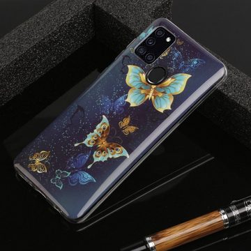 Wigento Handyhülle Für Samsung Galaxy A21s Silikon Case TPU Motiv Butterfly Couple Schutz Muster Tasche Hülle Cover Etuis Zubehör
