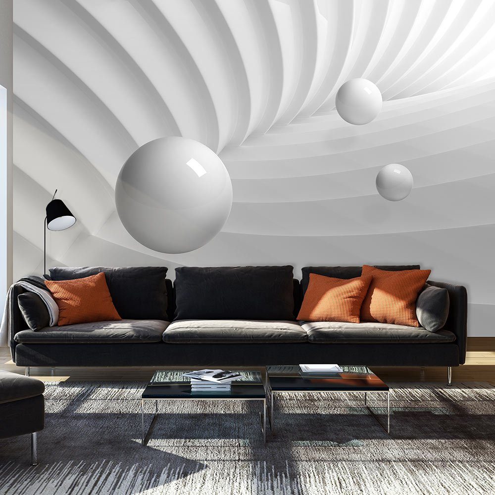 KUNSTLOFT Vliestapete Weiße Symmetrie 1x0.7 m, halb-matt, lichtbeständige Design Tapete