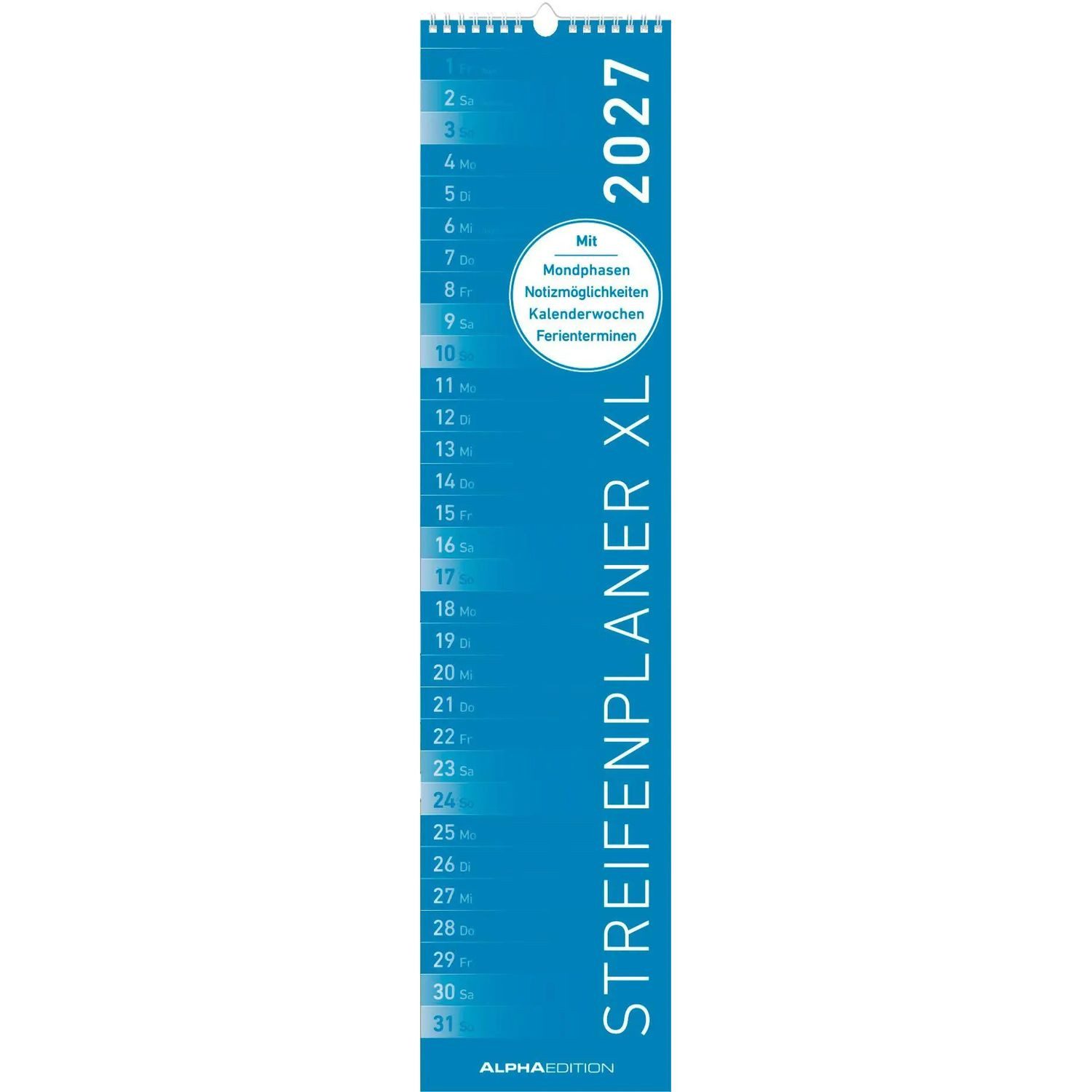 Wandkalender Streifenplaner XL BLAU 2027