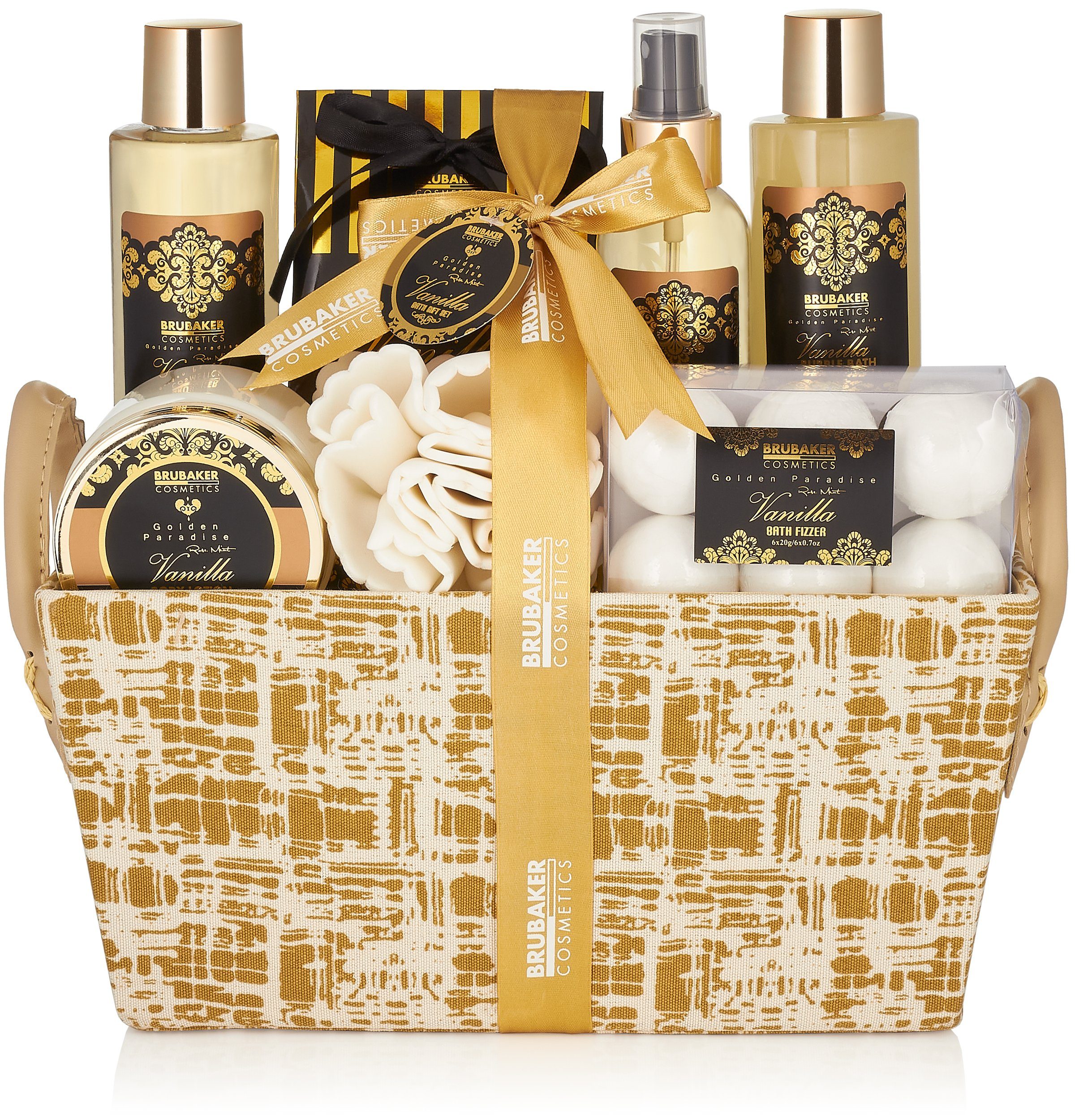 BRUBAKER Pflege-Geschenkset Bade- und Dusch Set, 13-tlg., Geschenkset in Henkelbox, Vanille Minze Duft