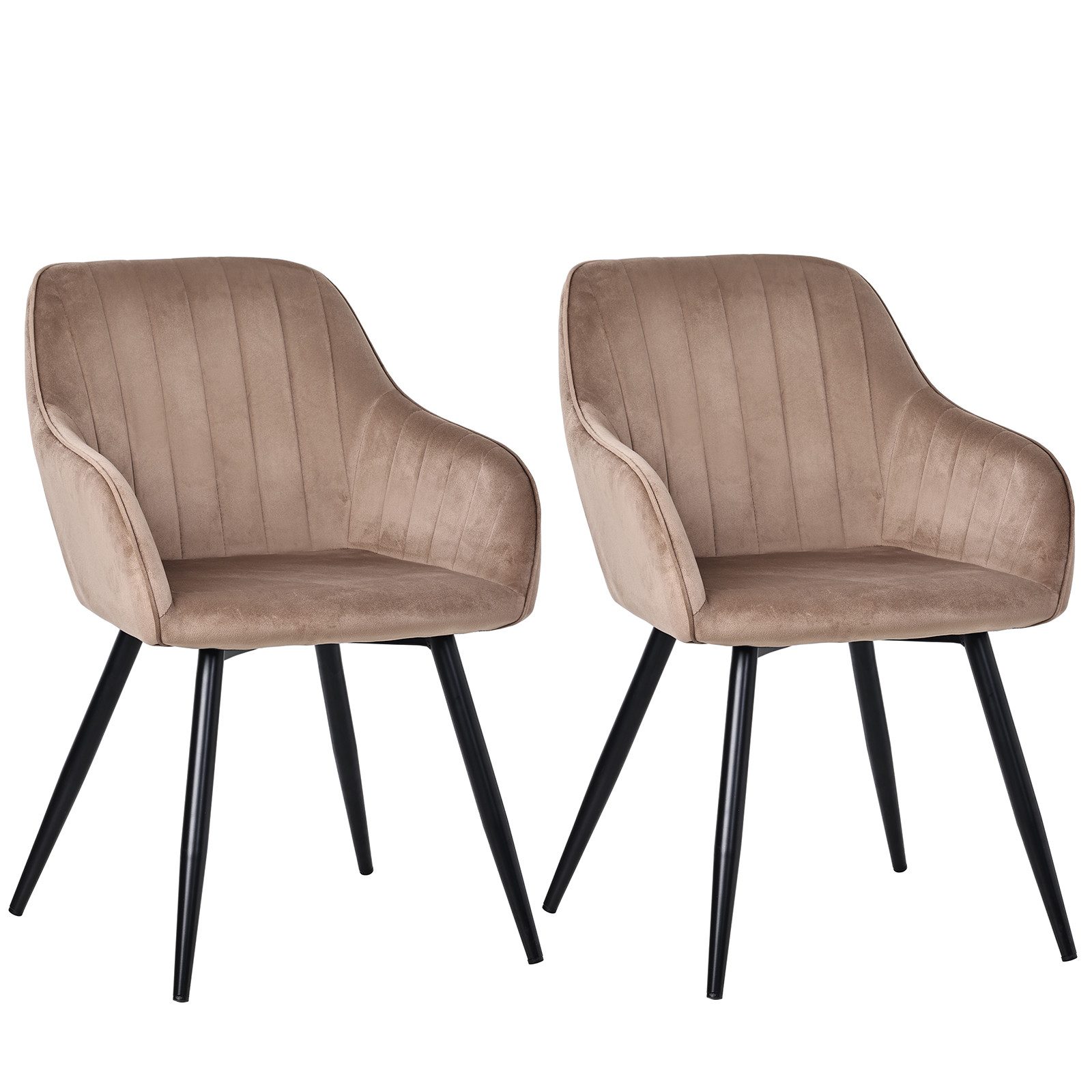 HOMAVO Esszimmerstuhl YZ5 Set 2 Stück in Samt mit Armlehnen-modernen Design (2er Set), Met armleuningen, stabile Metallbeine, modernes Design