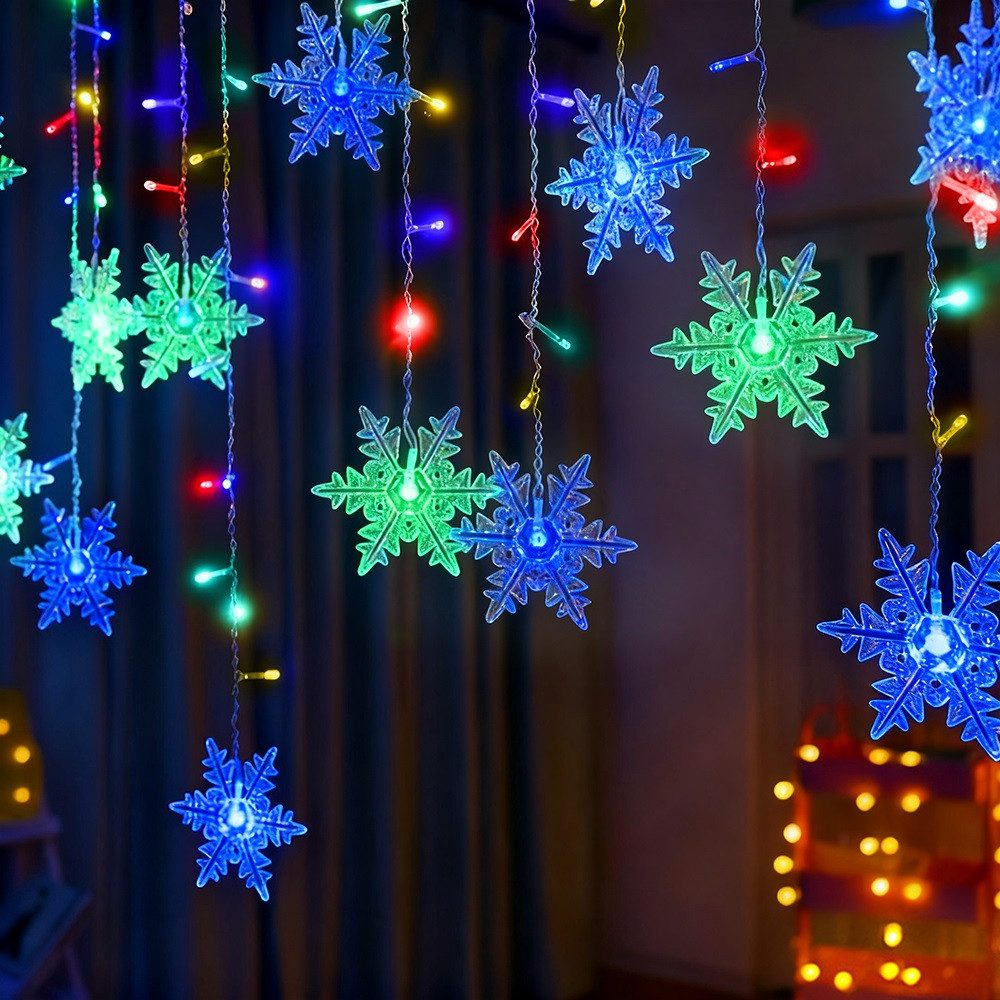 SERBASIC LED-Lichtervorhang Schneeflocken, 8 Modi, LED Lichterkette Timer f günstig online kaufen