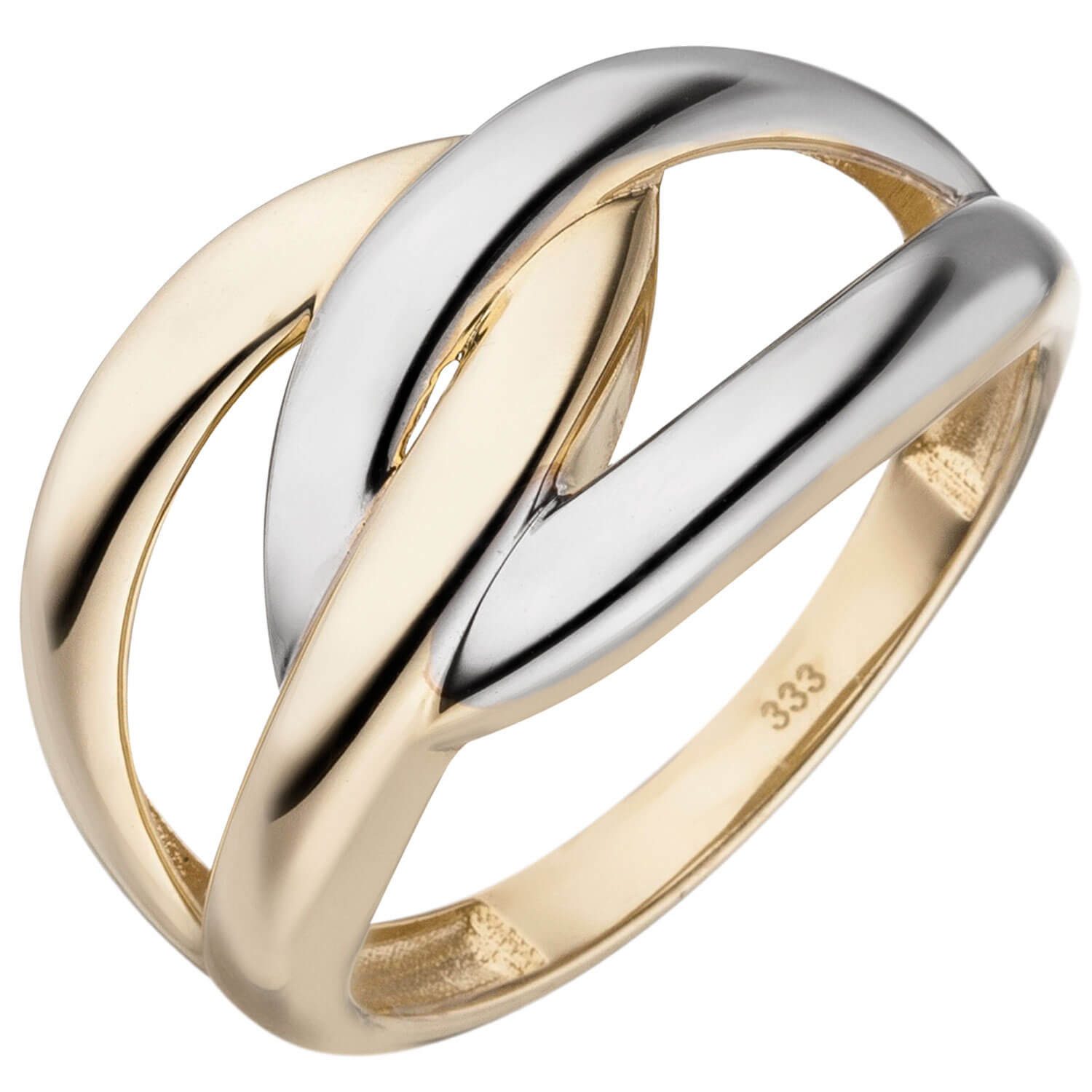 Schmuck Krone Goldring Ring aus 333 Gelbgold bicolor teilrhodiniert, Gold 333