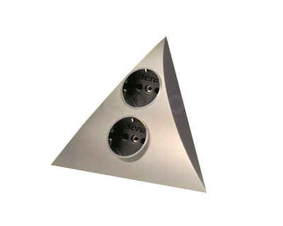 Thebo Dreieck Steckdose 2fach edelstahlfarbig Steckdosenleiste 2-fach (2 VDE Steckdosen, Kabellänge 3 m)