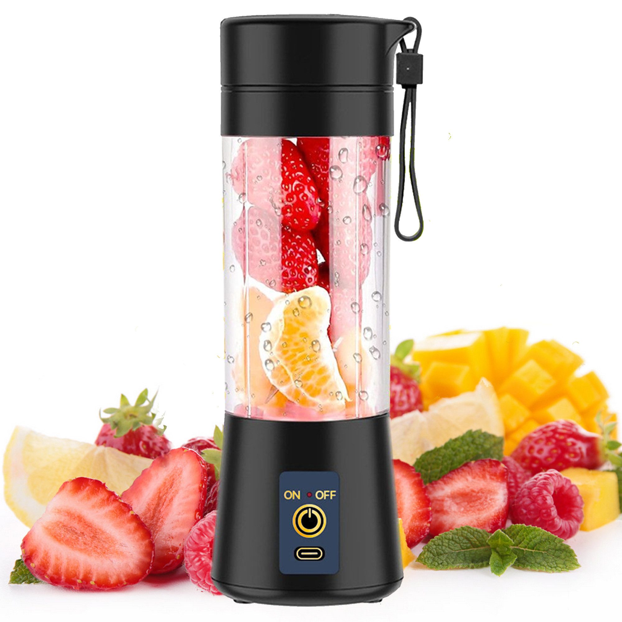 HUGERSTONE Smoothie-Maker Smoothie Maker, Mini Standmixer Tragbar mit 6 Edelstahlklingen, 150,00 W, USB Portable Blender Elektrisch 300ml Bottle, Mixer Shaker