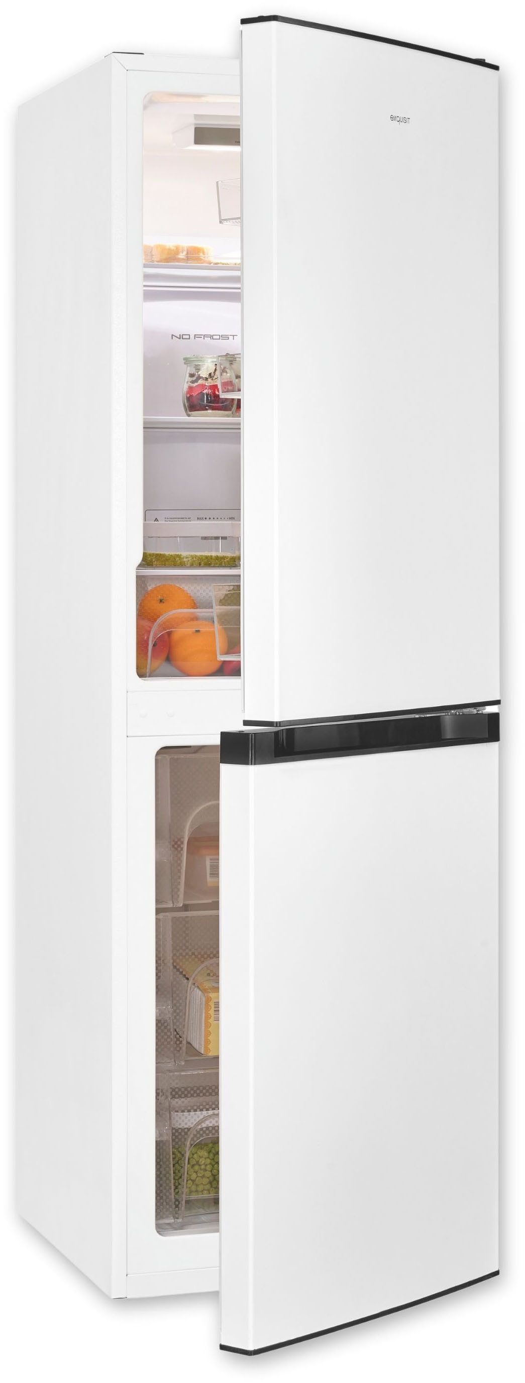 exquisit Kühl-/Gefrierkombination KGC195-65-NF-330E weiss, 157,5 cm hoch, 48,5 cm breit, 4-Sternefach