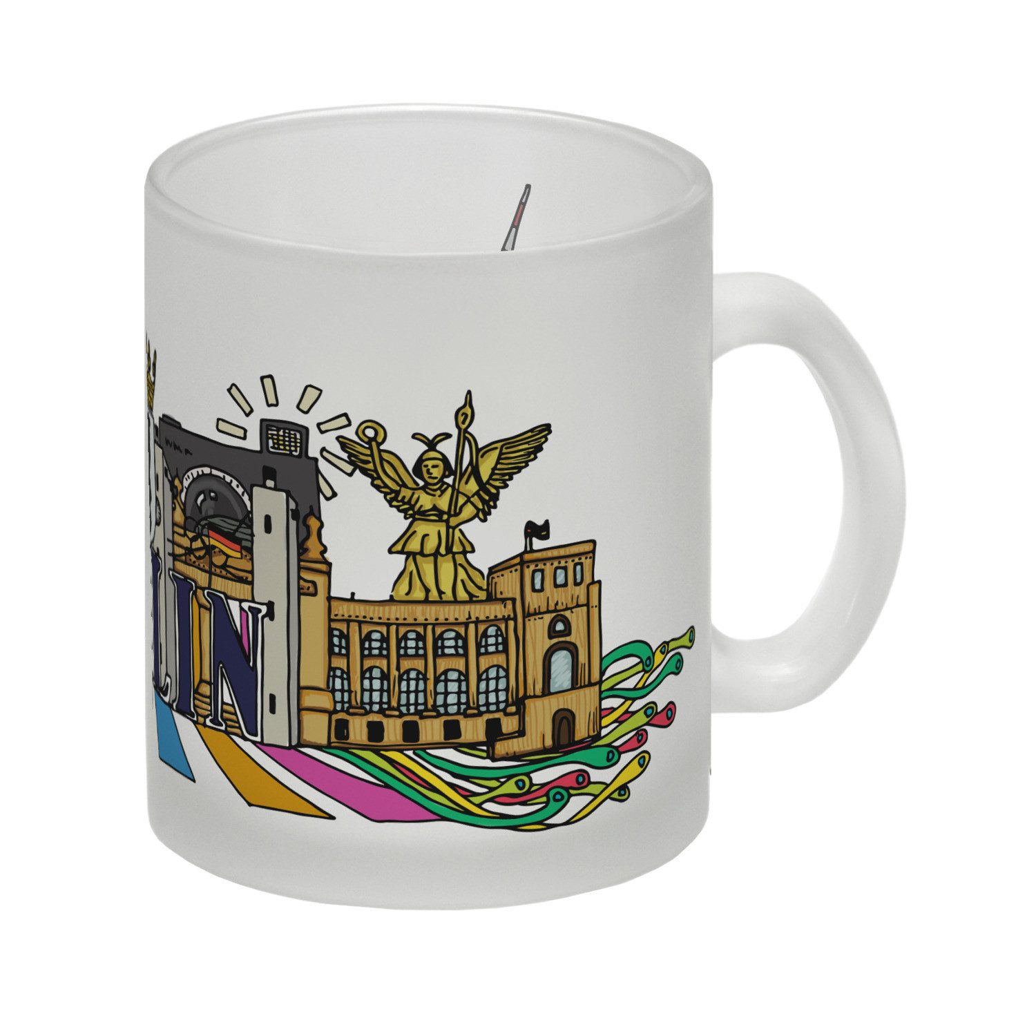Tasse Glas Tasse mit Wimmelgrafik Berlin Motiv