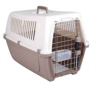 DOGI Tiertransportbox Hunde Transportbox Katzentransport Autobox Haustier Tragebox, in Taupe-Beige, in zwei Größen