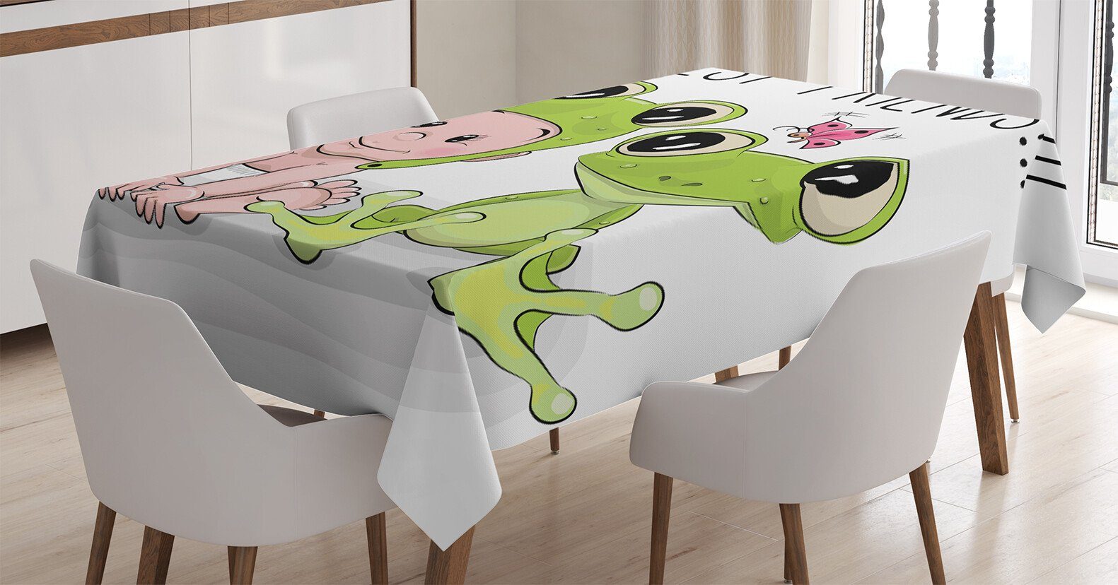 Abakuhaus Tischdecke Farbfest Waschbar Für den Außen Bereich geeignet Klare Farben, Kids Baby-Frosch-Liebe Freunde