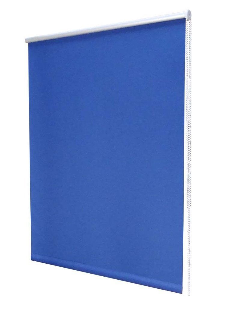 Vorhang, dynamic24, Verdunkelungsrollo 40cm, stufenlos einstellbar bis 160cm Länge blau