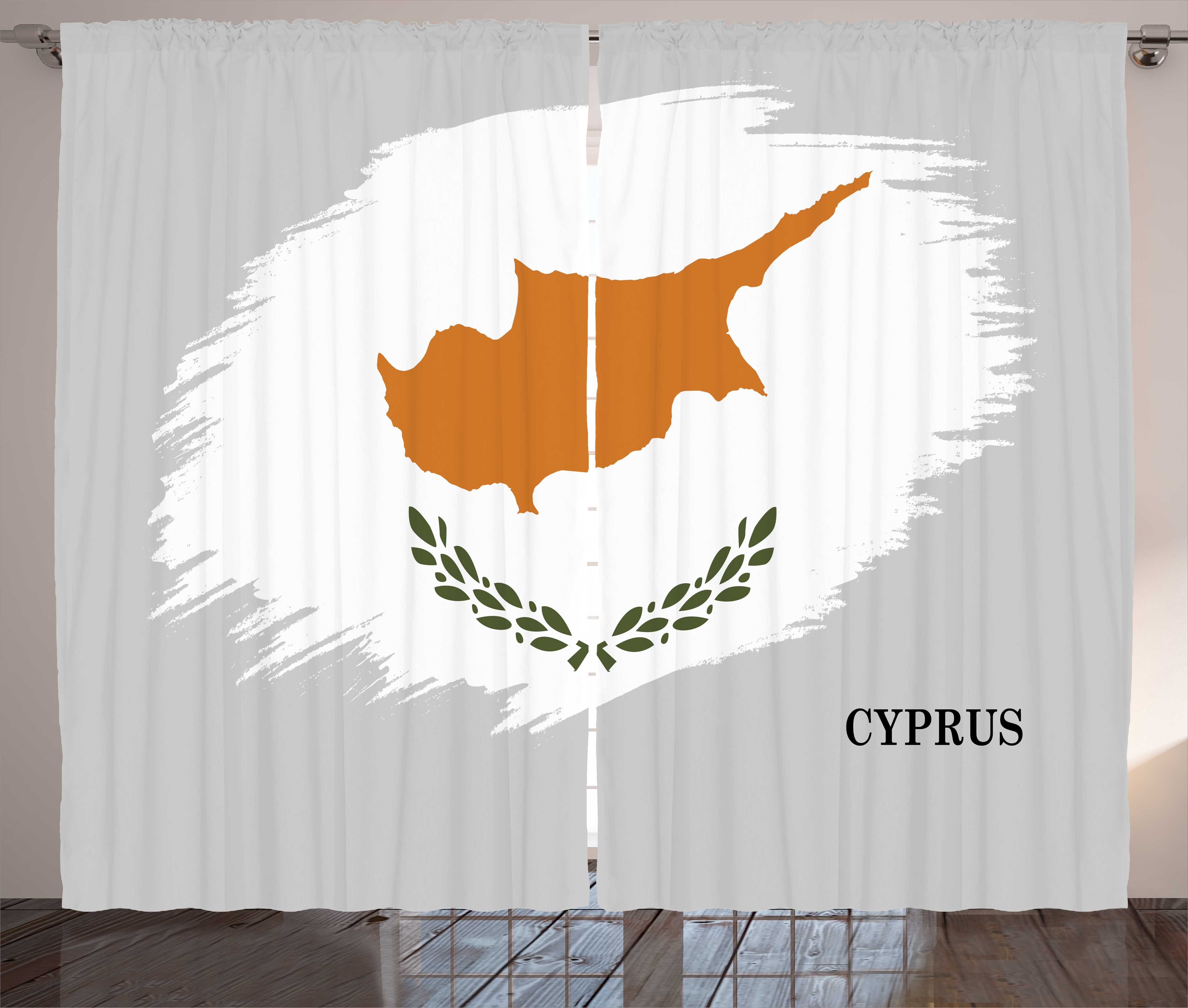 Schlafzimmer Gardine zyprische und Stroke Brush Haken, Zypern Schlaufen Flagge Kräuselband Vorhang mit Abakuhaus,