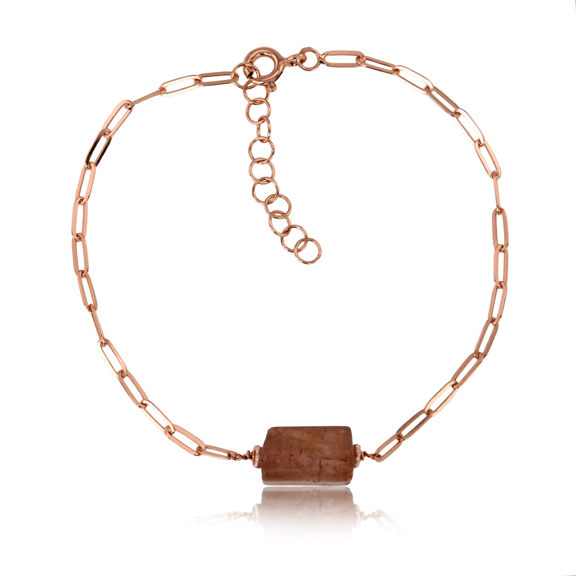 Cavill Silberarmband Cavill Erdbeerquarz Armband 925 Silber Rosévergoldet 3,0 ct Braun (1-tlg)
