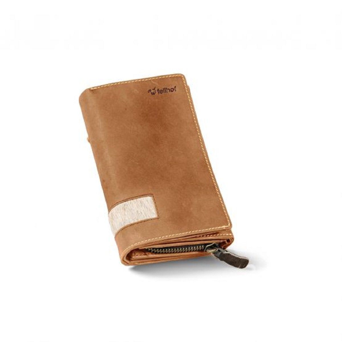 Fellhof Geldbörse Fellhof Geldbörse Raja gross (1 Stück, 1-tlg., 1 Stück), Kuhfellapplikation