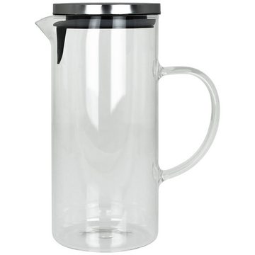 EDCO Wasserkaraffe Alpina Glaskrug 1,3L Deckel Glaskaraffe Wasserkrug Wasserbehälter, Glaskanne Wasser Karaffe Tee Kanne Krug Wasserkanne Getränkekaraffe