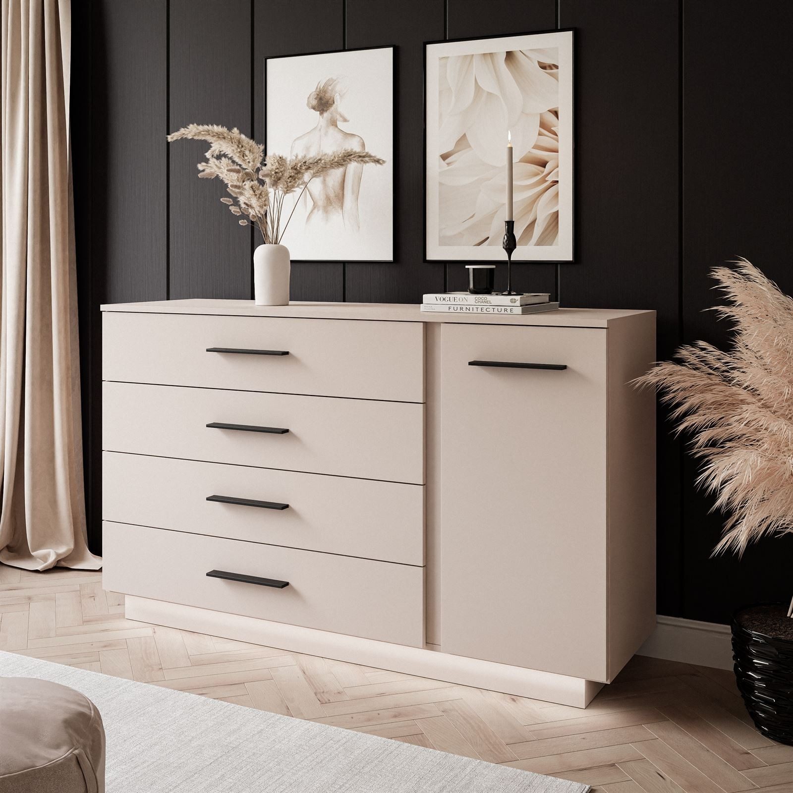 Lookway Kommode LINA KASCHMIR II 1D4S mit LED Beleuchtung, 138x84x40 cm – Bild 2 von 5