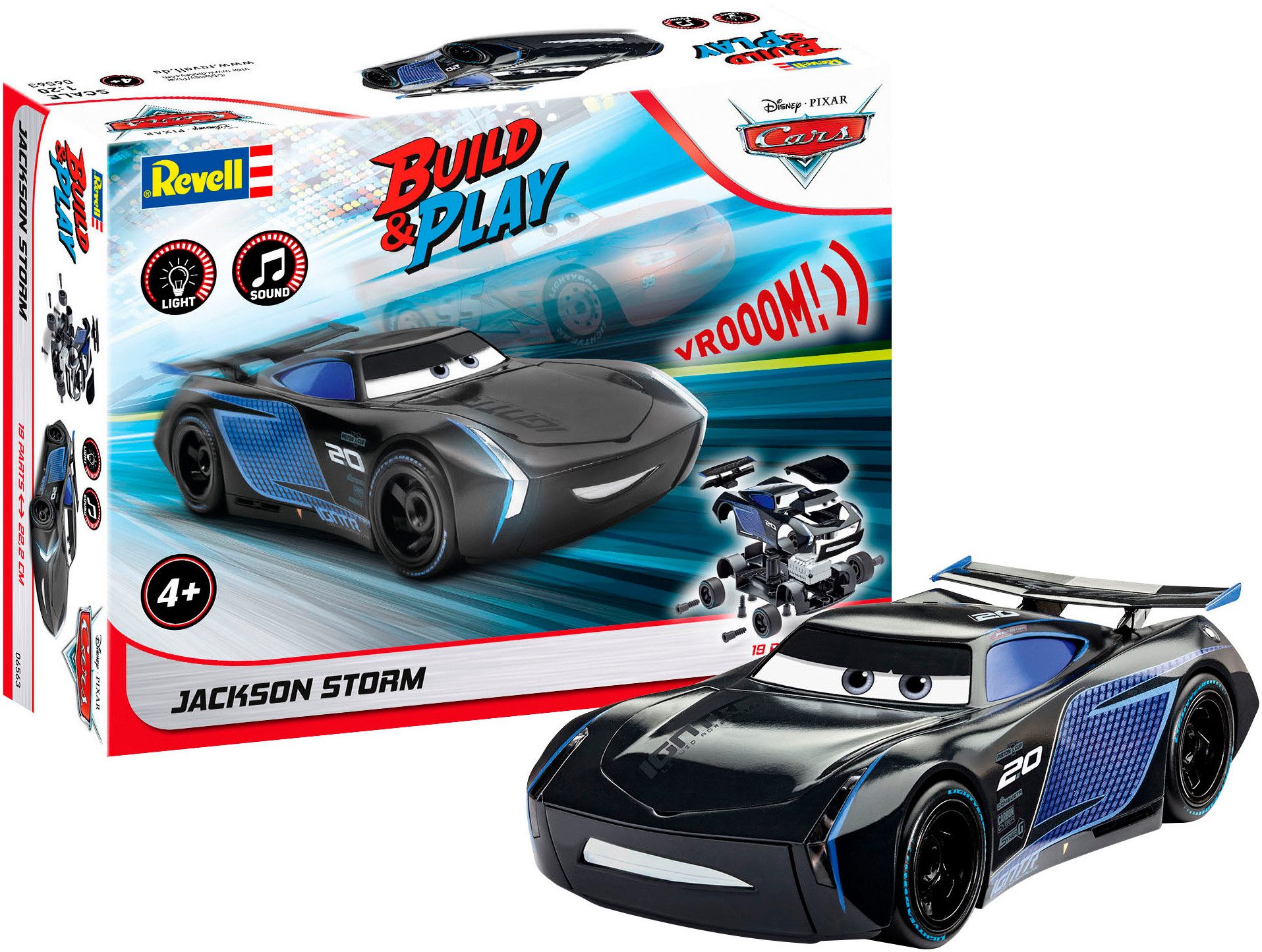 Revell® Modellbausatz Build&Play, Disney Pixar CARS Jackson Storm, mit Licht & Sound