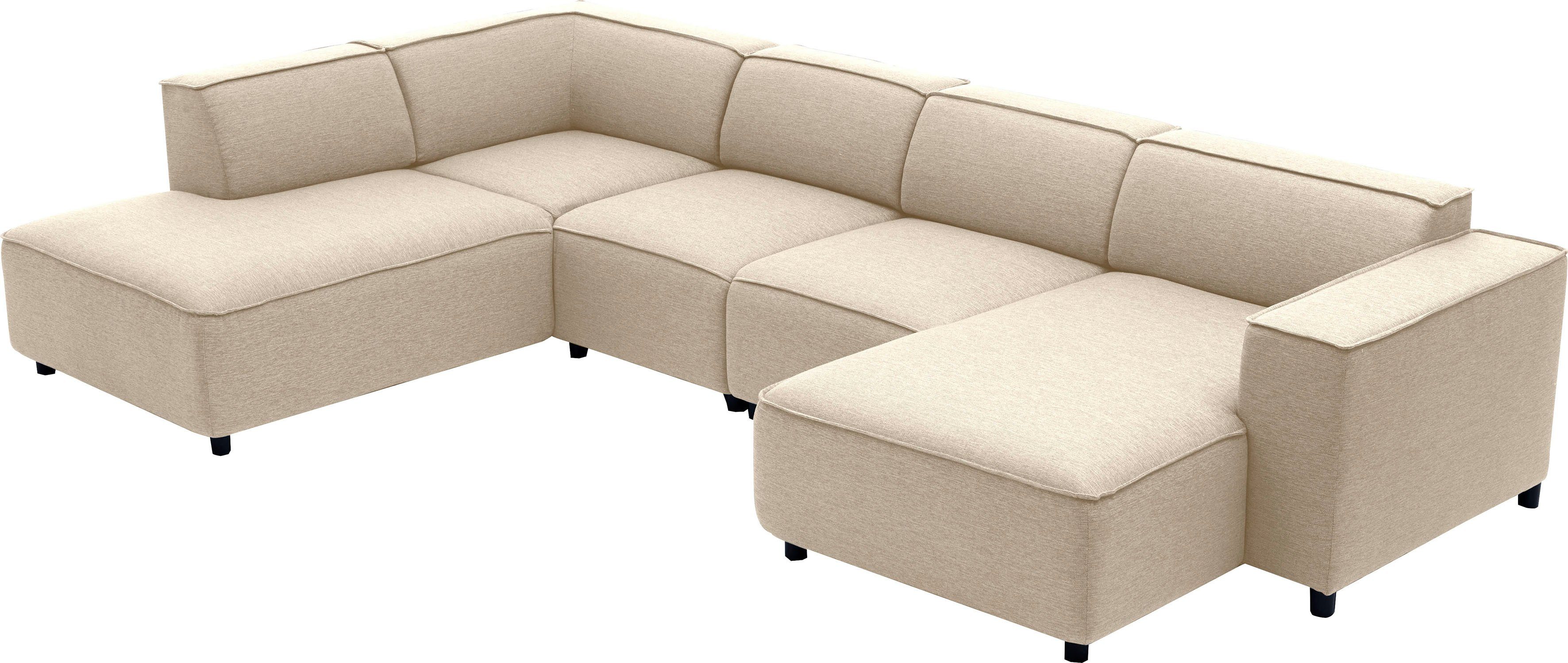 Bulky, ATLANTIC home U-Form XXL Sitzfläche, beige Wohnlandschaft in aufgebaut und collection modular