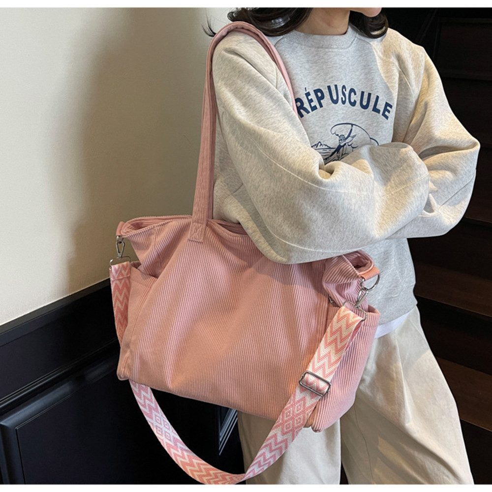 Cachito Schultertasche Damen Umhängetasche Groß Shopper Handtasche Cord Tote Bag Reisetasche, für Arbeit Büro Reisen Einkaufen Schule Strand