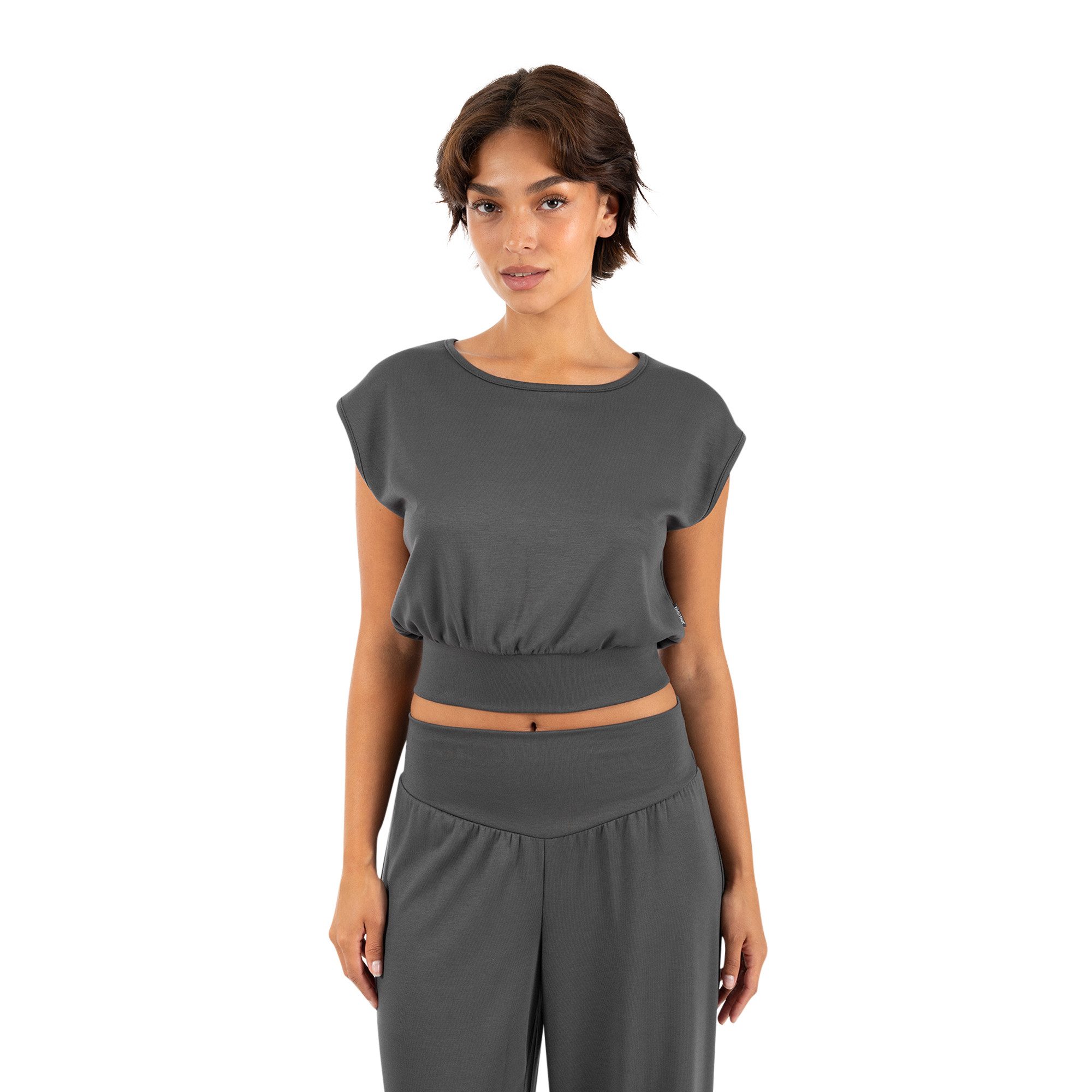 Smilodox T-Shirt Jorina, Crop Top Damen, Loose Fit, ärmellos, Basic, Gym & Freizeit Crop, Loose Fit, Rundhals, luftig, weich