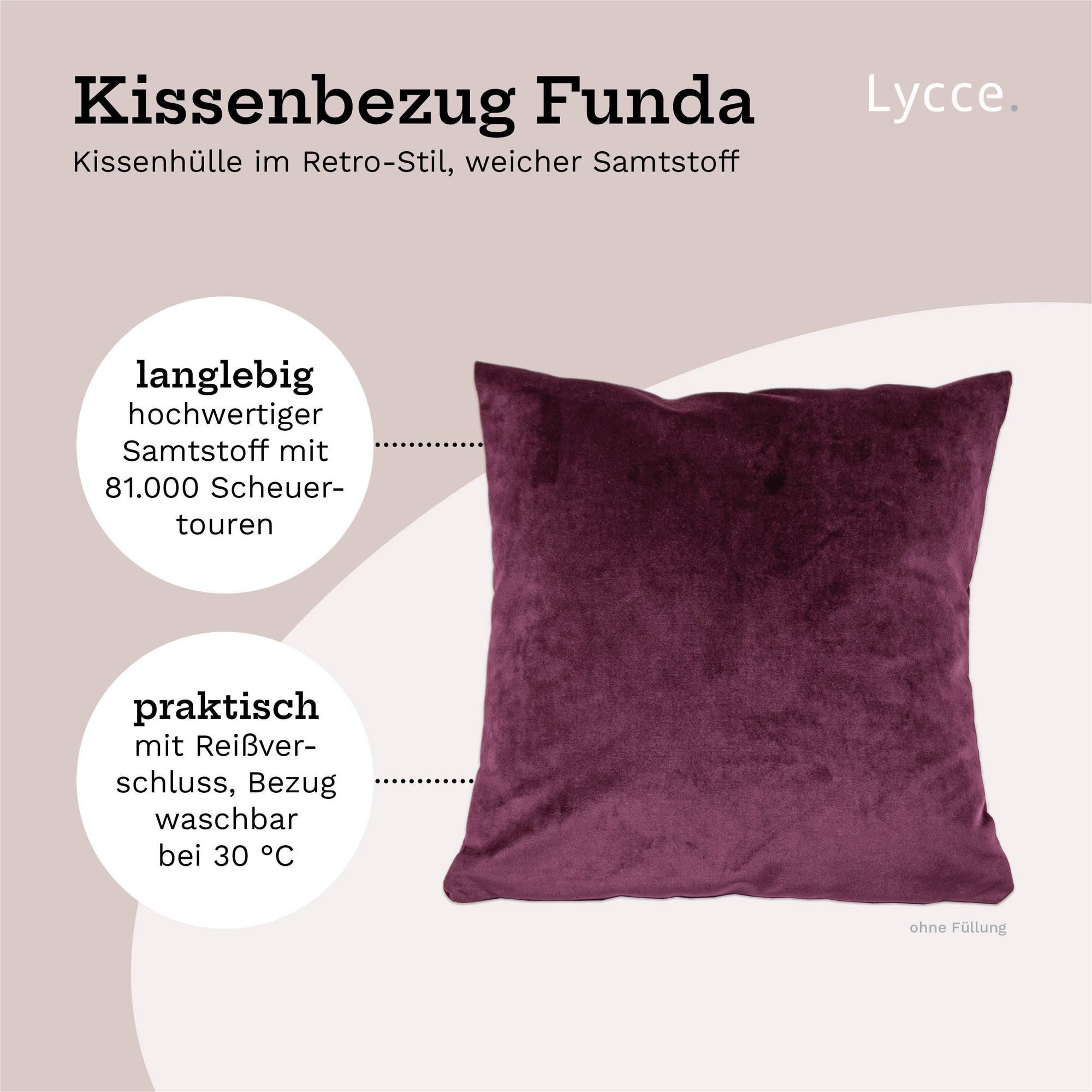 Lycce Dekokissen Kissenbezüge FUNDA Retro Samt Kissenbezug Kissenhülle berry