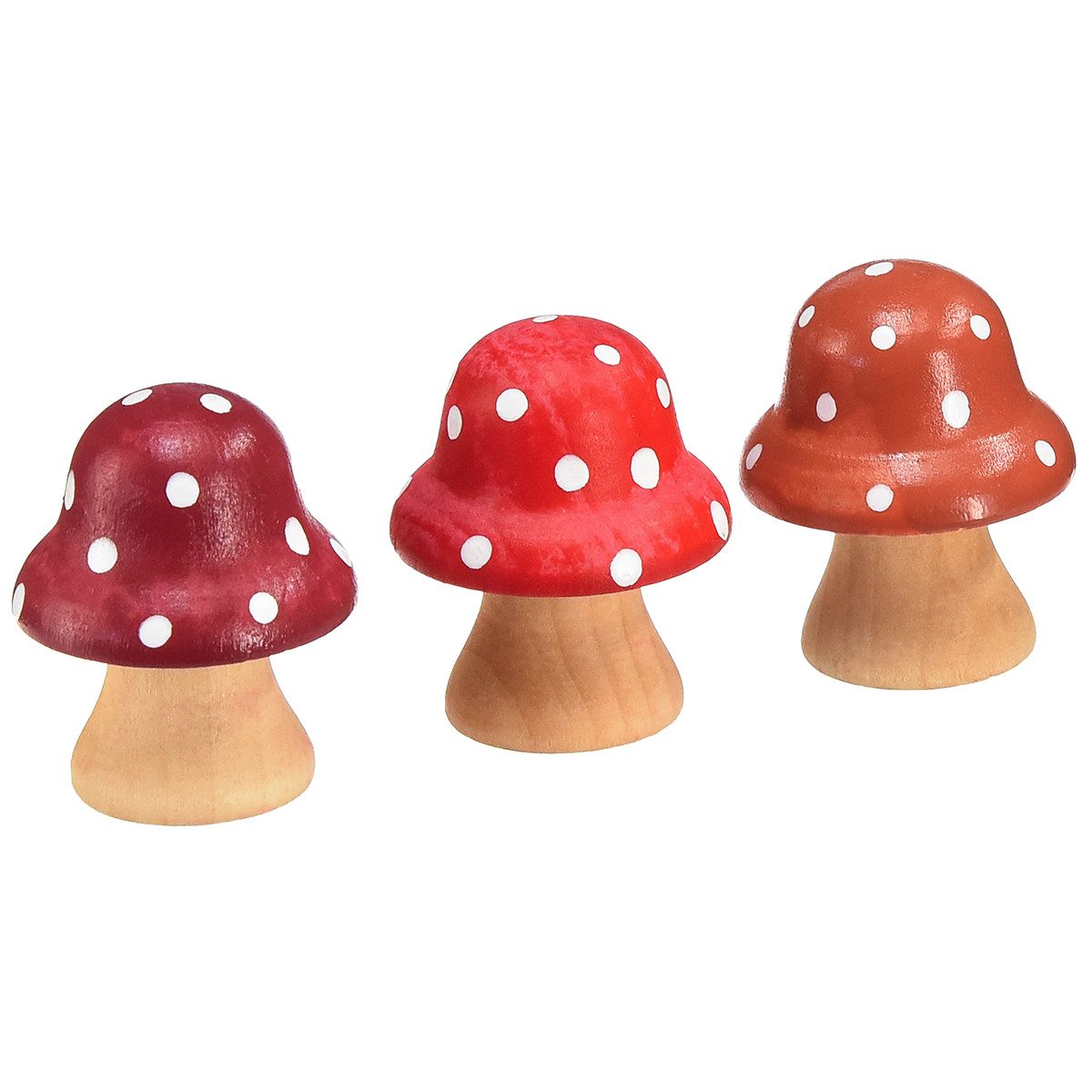 Streudeko Holz Deko Pilze Mini Fliegenpilze Rot Orange 4cm 12er Set Holzdeko