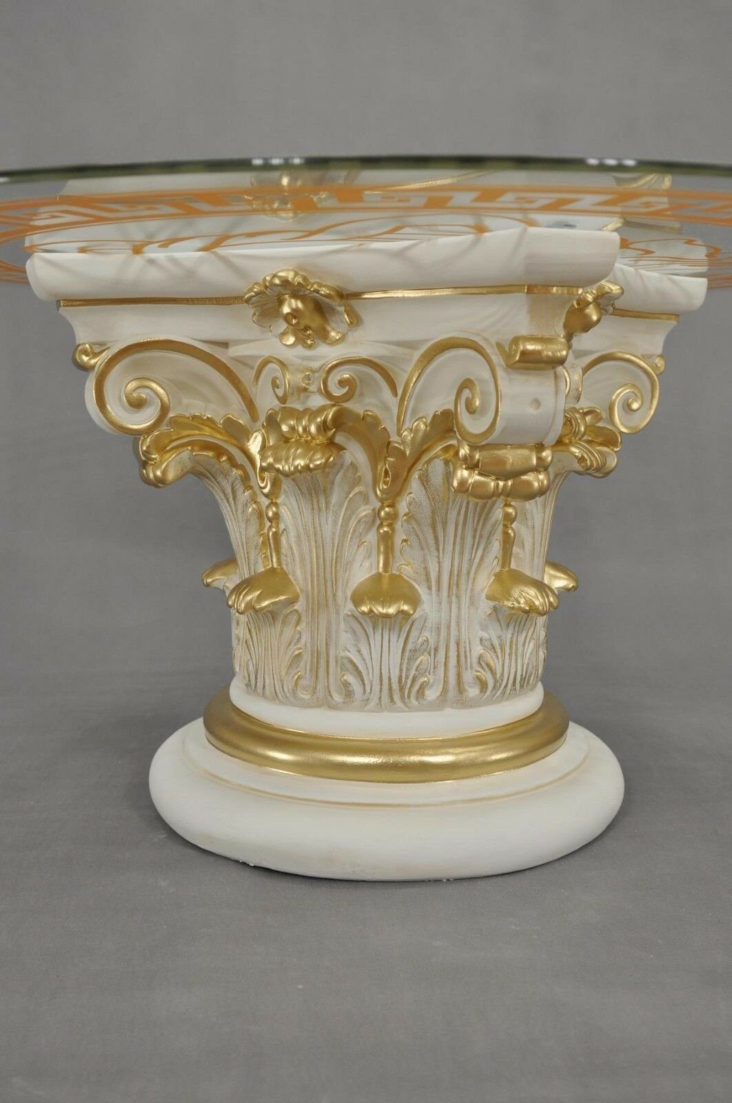 Steinmöbel Wohnzimmertisch Antikes Runder Glastisch Couchtisch Couchtisch Creme Gold Wohndesign