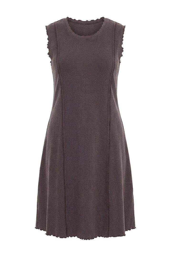 Ulla Popken Midikleid Jerseykleid Rippjersey Rundhals ärmellos