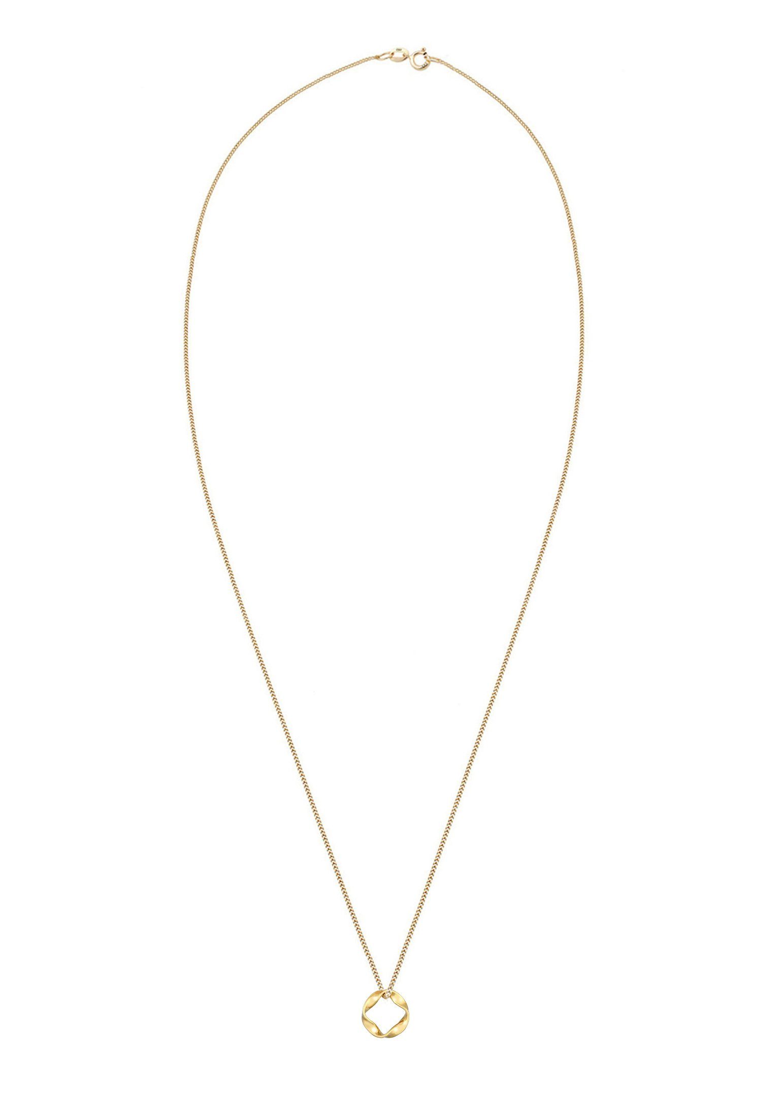 Elli Premium Kette mit Anhänger Kreis Design Twisted Gedreht 585 Gelbgold