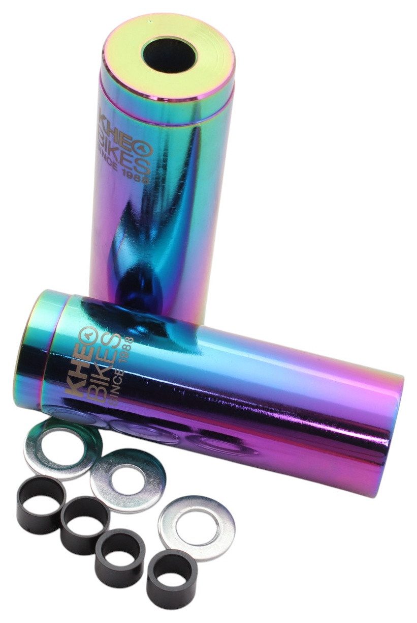 KHEbikes Fahrrad-Laufrad KHE LASER PRO BMX Pegs Paar Oil Slick 110 mm 10/12/14 mm (2 St), Leichtes Paargewicht: 200 g, CNC 7005 Aluminium, sehr stabil