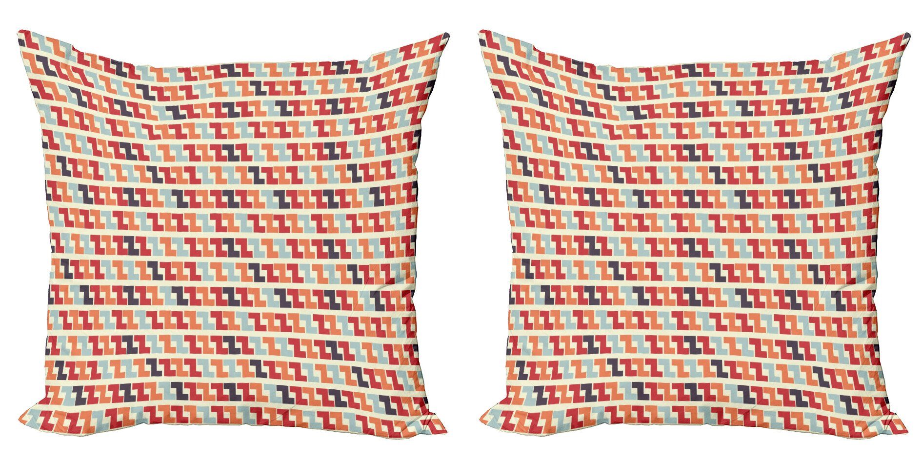 Kissenbezüge Modern Accent Doppelseitiger Digitaldruck, Abakuhaus (2 Stück), Bunt Retro Geometric Zigzag