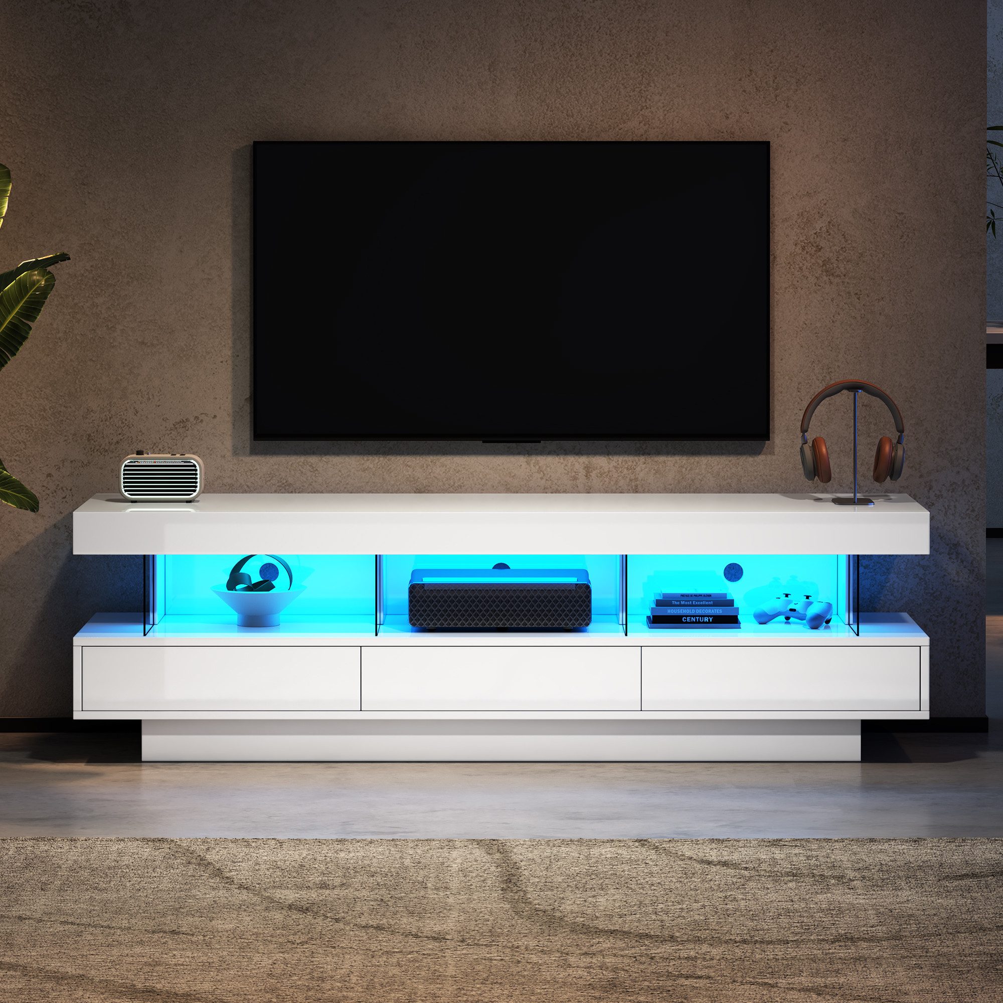 autolock Lowboard TV-Schrank Hochglanz mit LED-Beleuchtung günstig online kaufen
