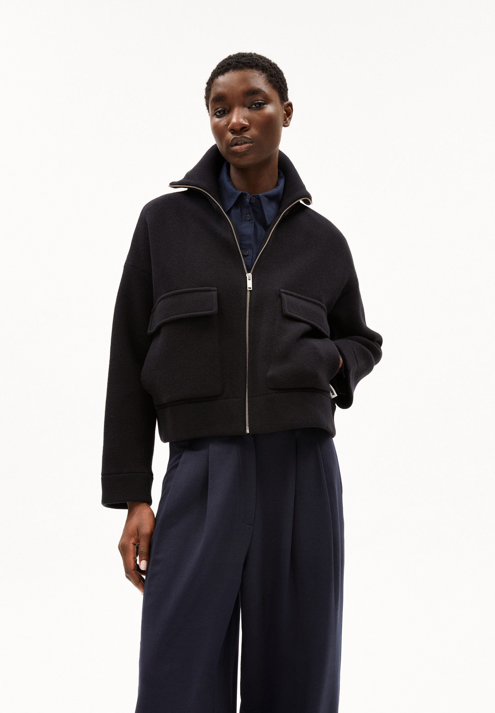 Armedangels Blouson JOANIAAS Strickjacke aus Bio-Woll Mix Oversized Fit