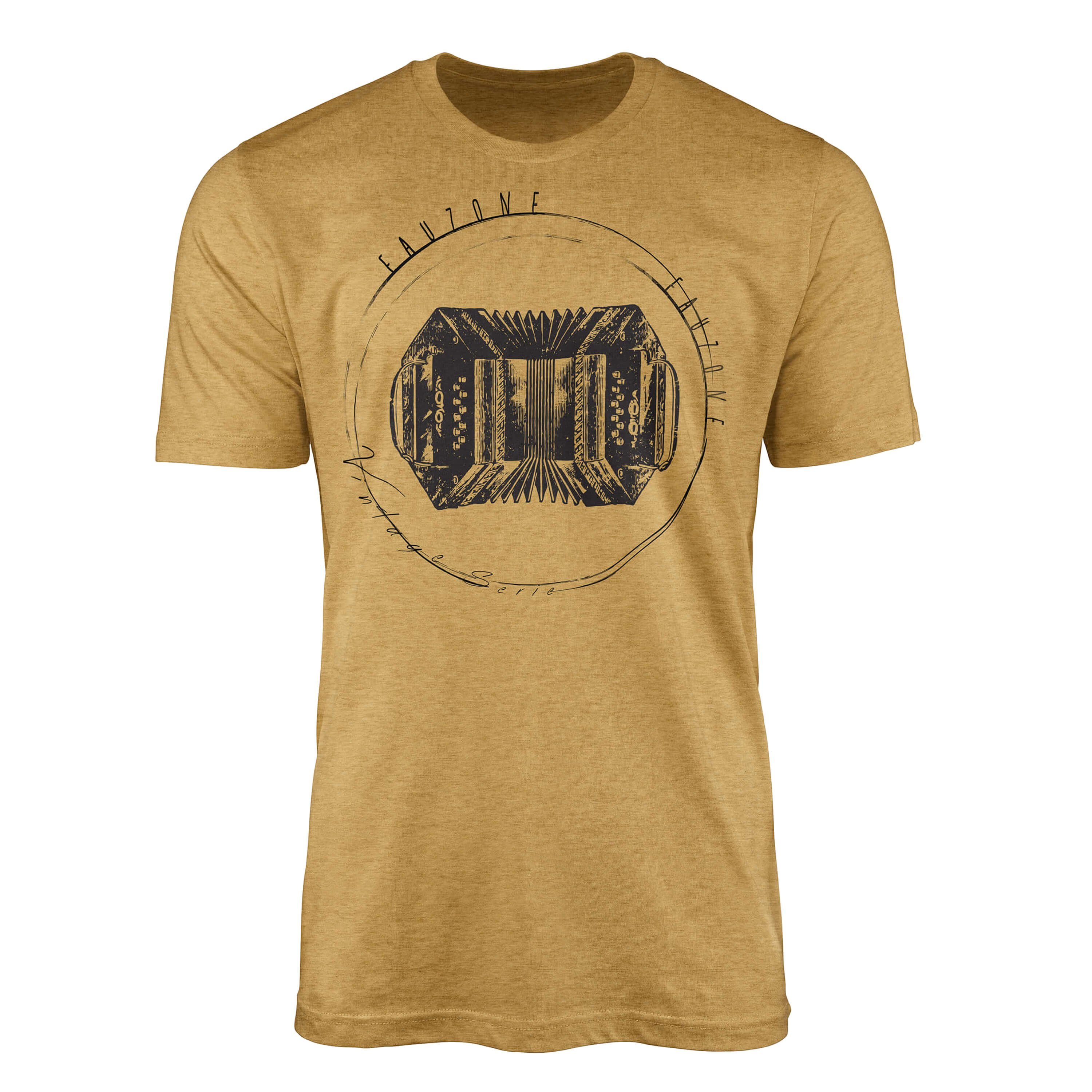Sinus Art T-Shirt Vintage Herren T-Shirt Ziehharmonika Antique Gold