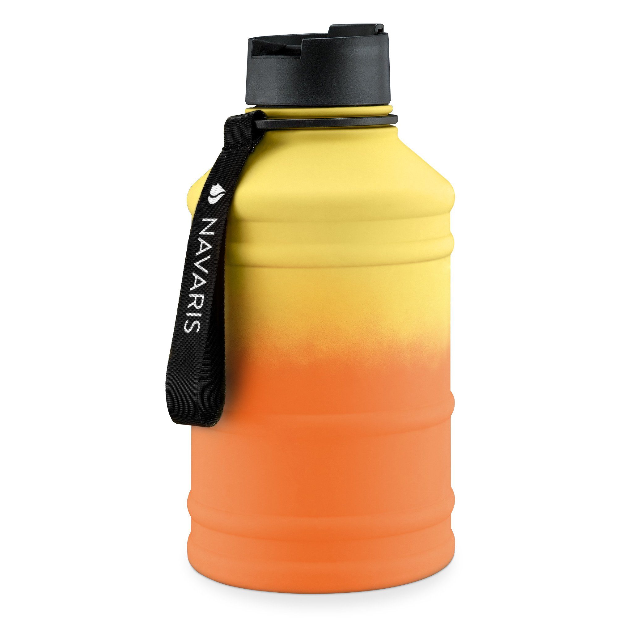 Navaris Trinkflasche 2,2L Fitness Trinkflasche - XXL Flasche Gym - Edelstahl - BPA-frei Orange