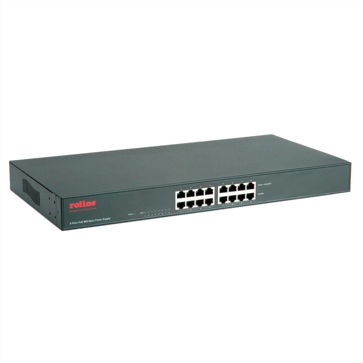 19" Fast Ethernet PoE Mid-Span Injektor, 8 Ports Netzwerk-Switch
