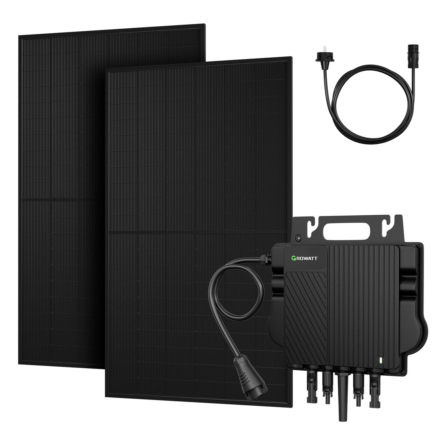 Growatt Balkonkraftwerk 1000W Komplettset Solaranlage, Module mit 800W Growatt Wechselrichter, (Growatt NEO-800M-X 800W Mikro-Wechselrichter mit 5m Anschlusskabel)