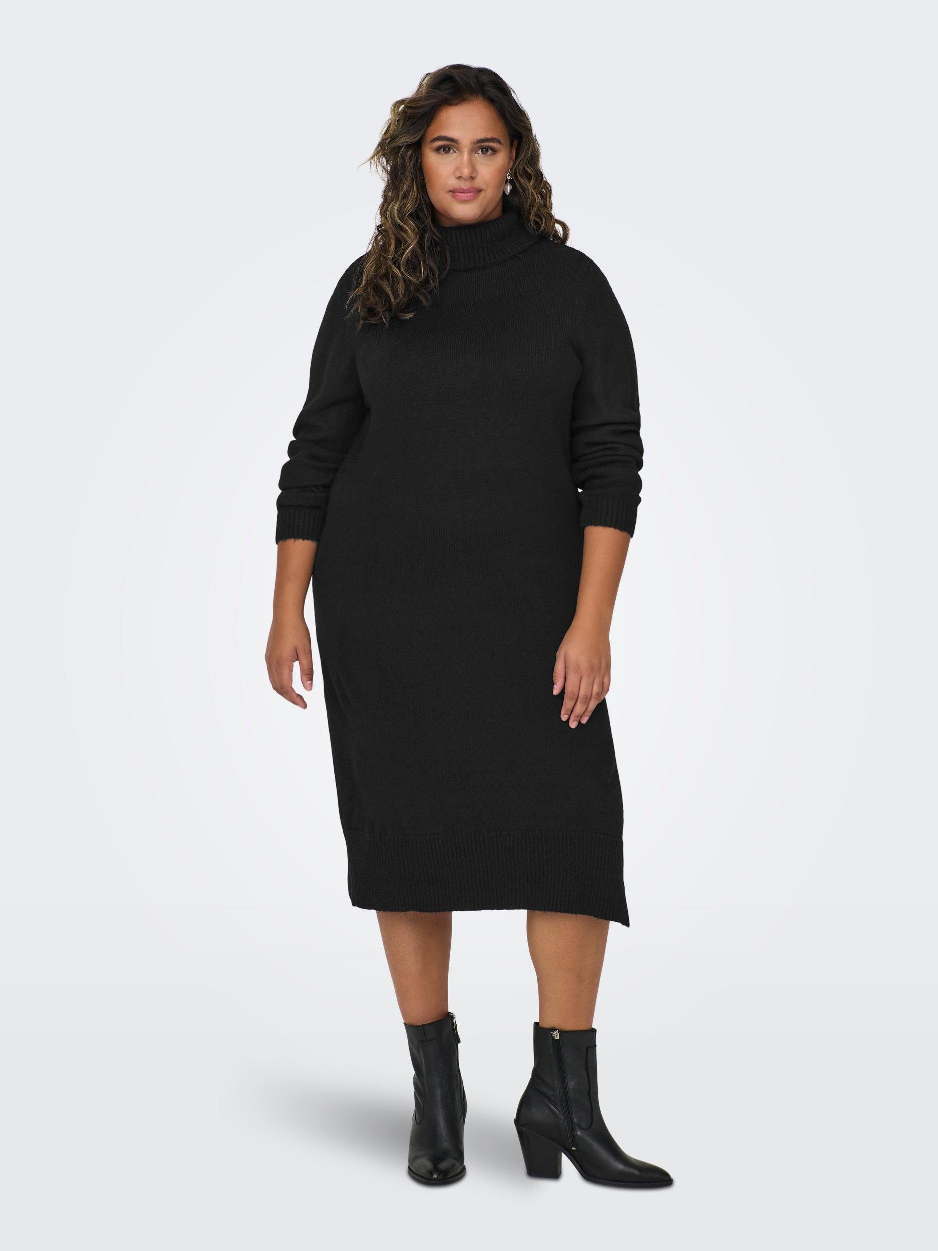 NOOS NECK L/S ONLY Strickkleid Black KNT ROLL CARBRANDIE CARMAKOMA DRESS