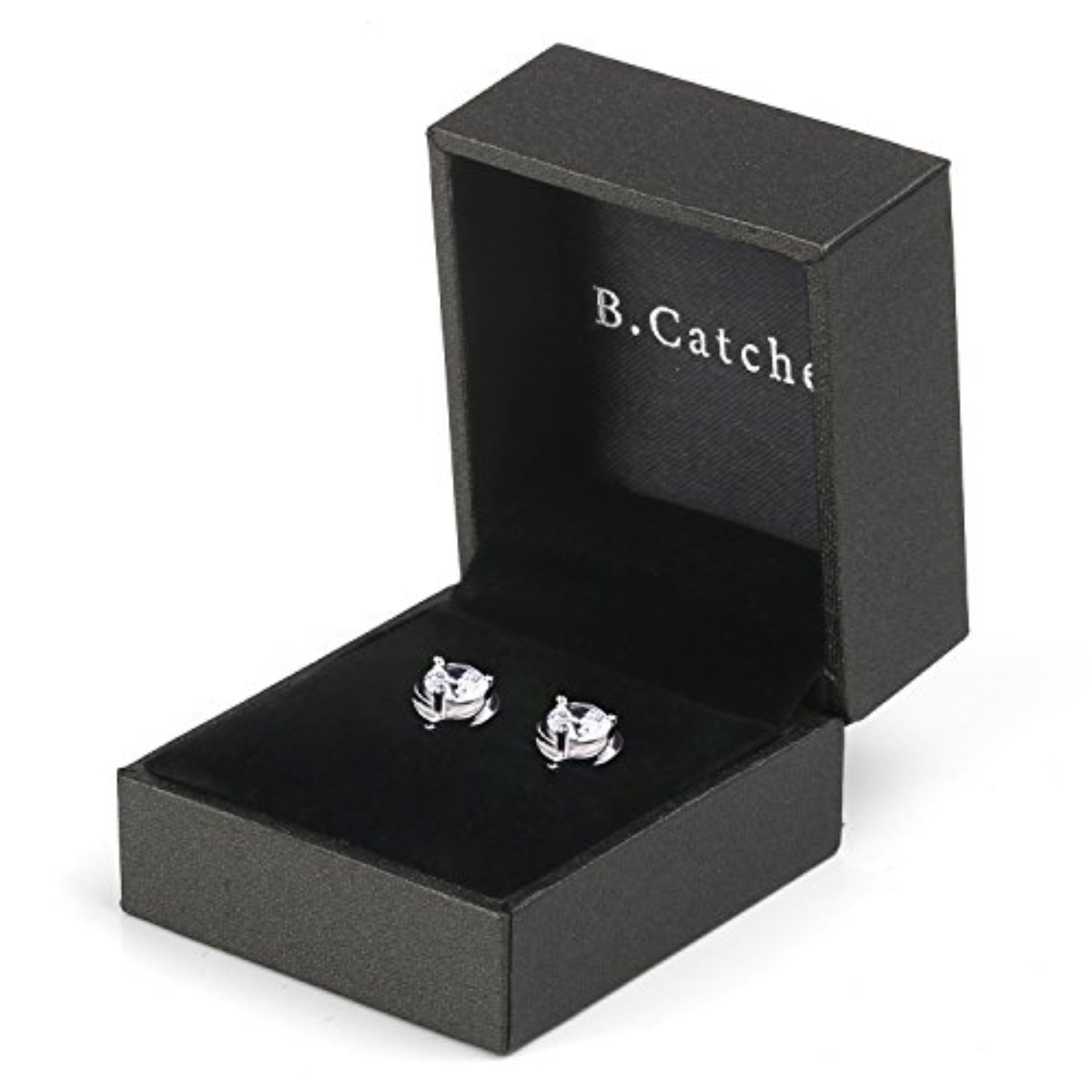 B. Catcher Paar Ohrstecker Herz Ohrringe Damen 925 Silber Ohrstecker - Zirkonia Schmuck (1 Paar Ohrstecker-Set inkl. Geschenkbox, 2-tlg., 1 Paar Ohrstecker mit Zirkonia-Steine, Geschenkverpackung), Hochwertige Verarbeitung