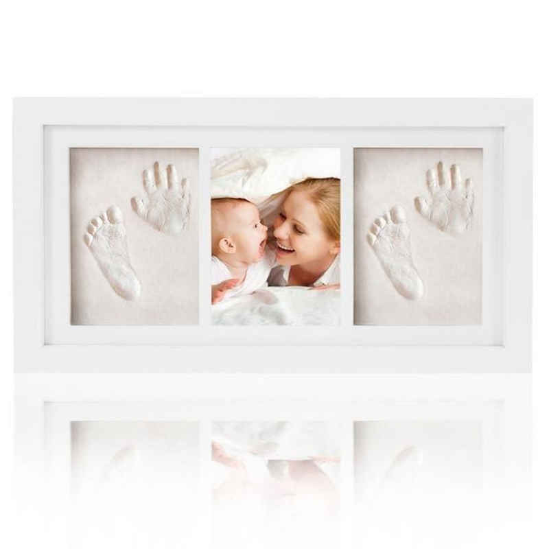 KINSI Bilderrahmen Baby Abdruck-Set, Fuß-Abdruck, kein Hautkontakt, für Kinder von 0 bis 12 Monaten