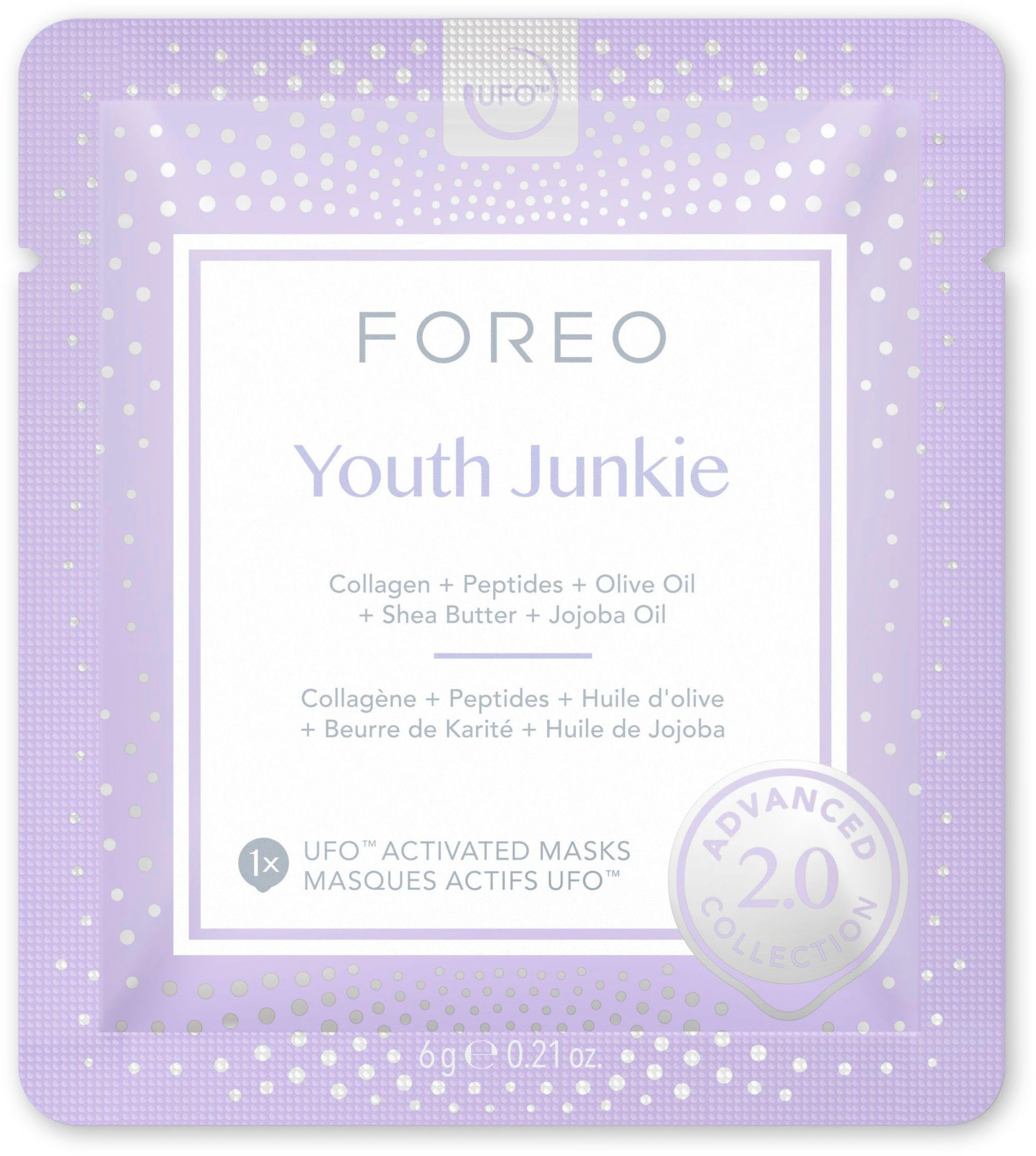 FOREO Junkie 6-tlg., UFO™ mini Youth & UFO™ UFO™ Mask Gesichtsmaske Packung, mit 2.0 komptibel