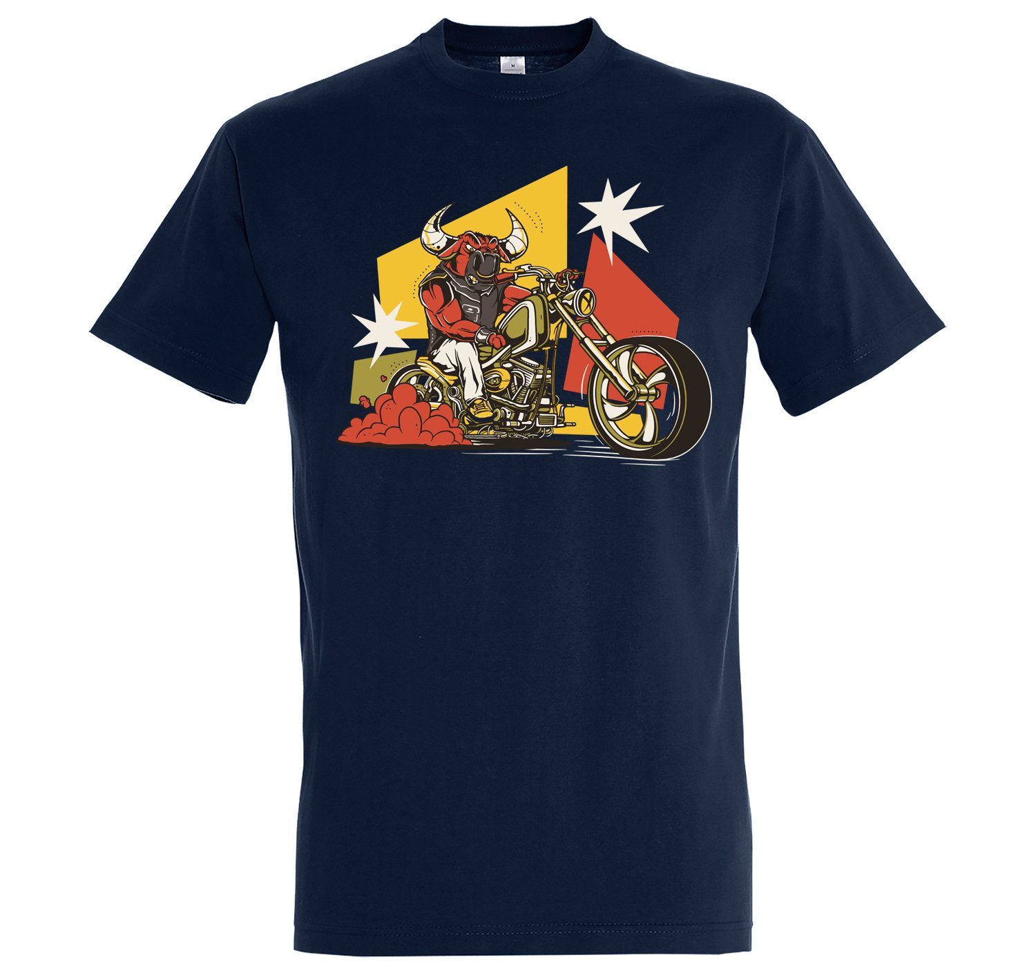 Youth Designz T-Shirt Biker Bull Herren T-Shirt mit trendigem Frontprint Navyblau