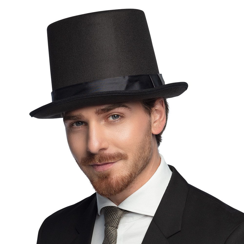 Boland Kostüm Zylinderhut Byron schwarz hochwertiger Hut für Gentleman elegant, ein auffälliges Accessoire für elegante Anlässe
